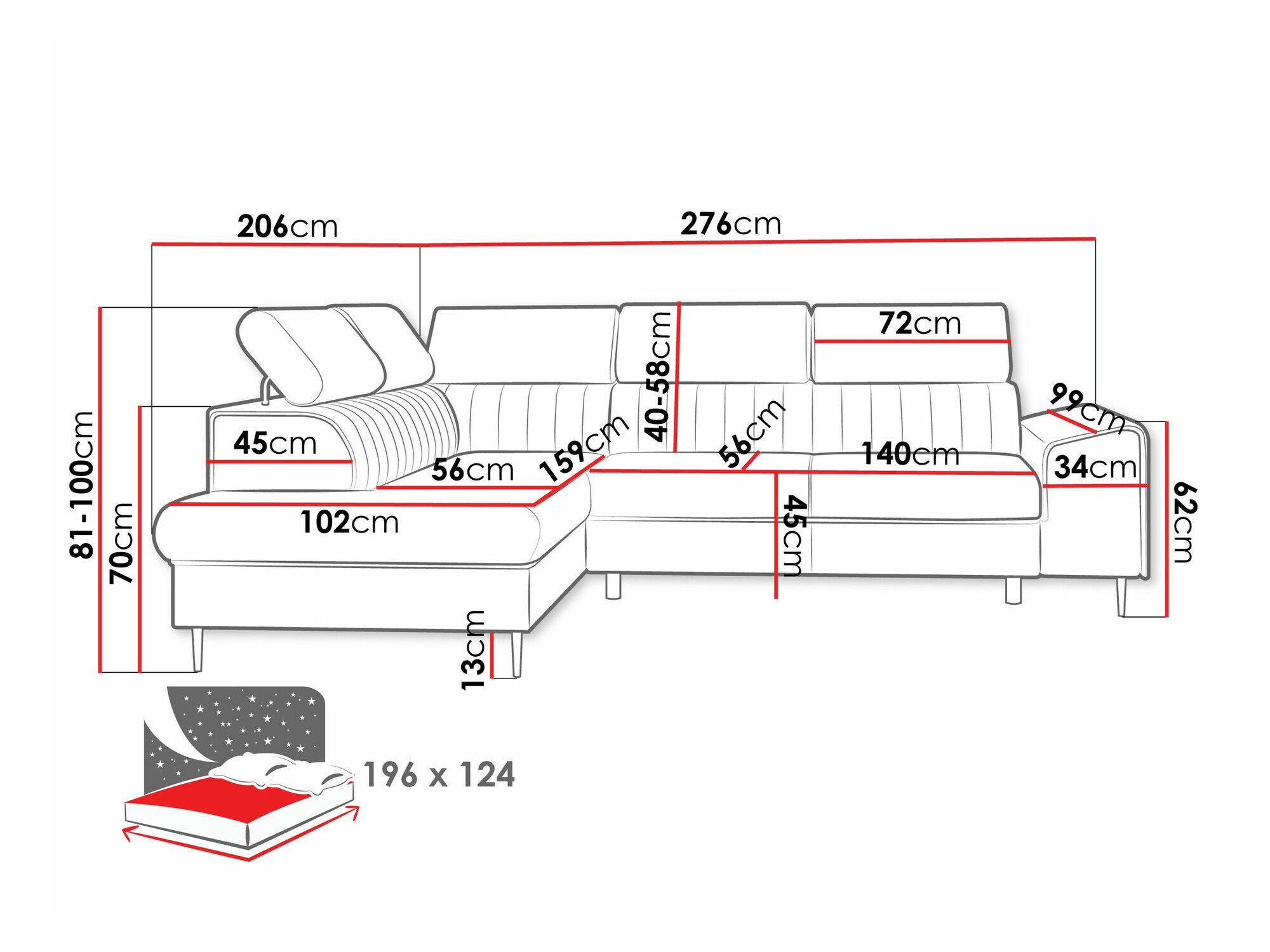 Hjørnesofa Comfivo 446 (Coral 75)