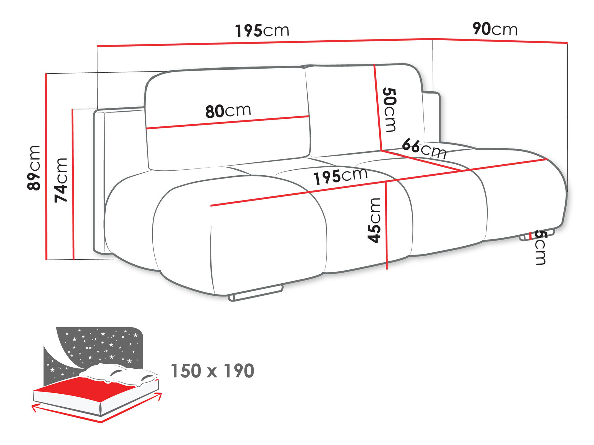 Sovesofa Camden 105 (Velo 633)