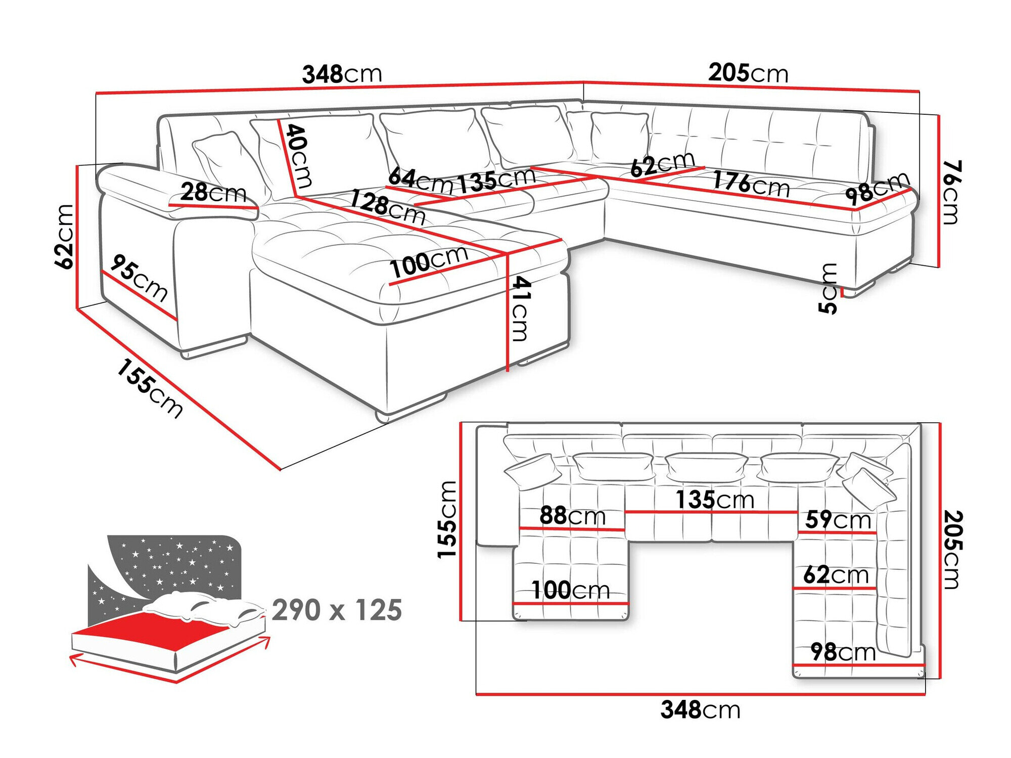 Hjørnesofa Comfivo 128 (Venstre)