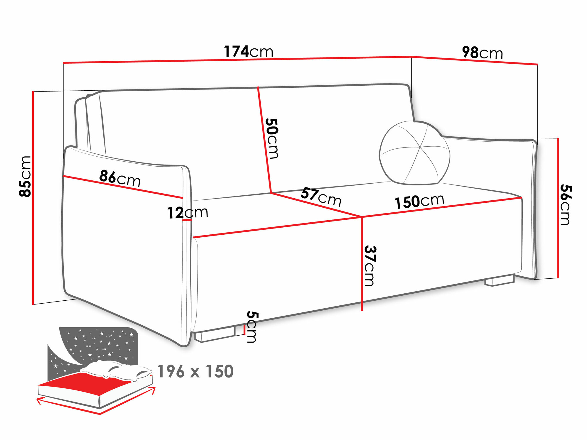Sovesofa Columbus 219 (Soul 18)
