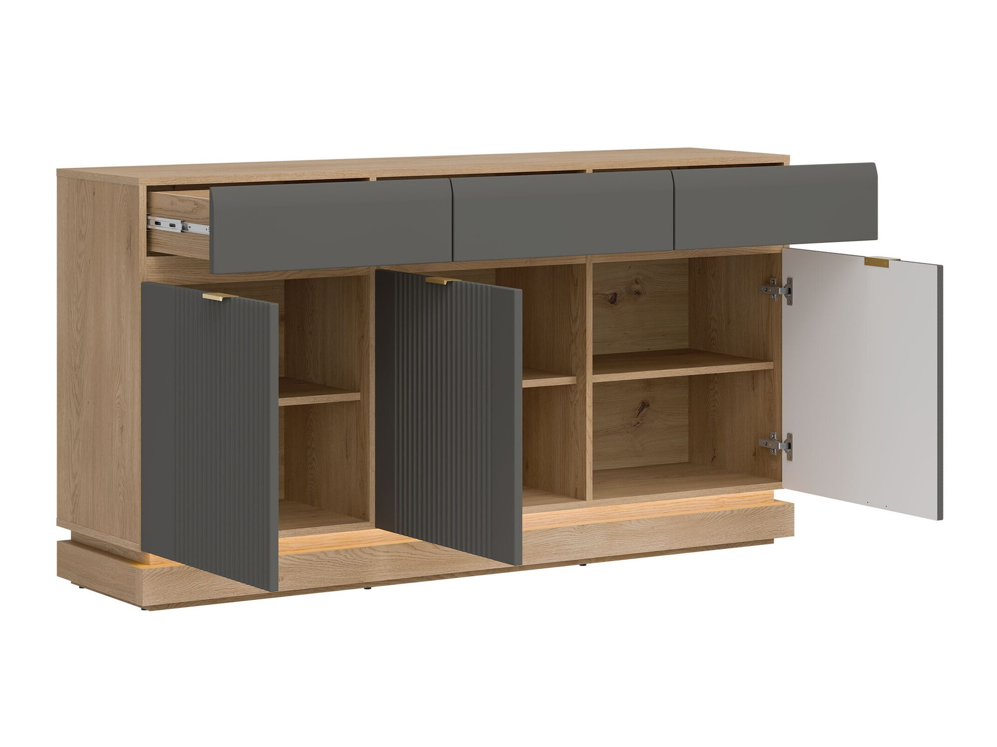 Kommode Teselbu 104 (Grå + Egetræ)