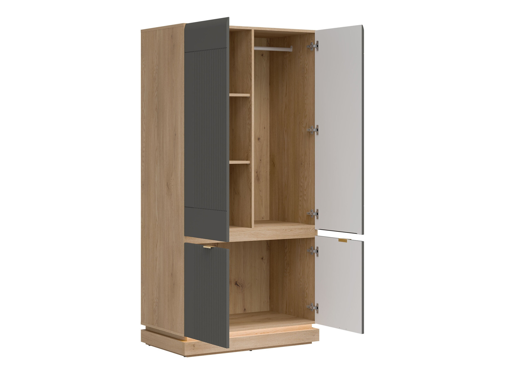 Garderobeskab Teselbu 113 (Grå + Egetræ)