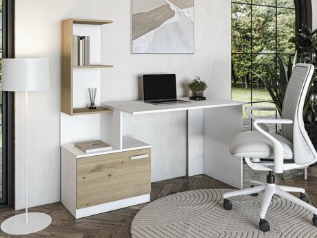 Skrivebord Houston 1948 (Hvid + Artisan eg)