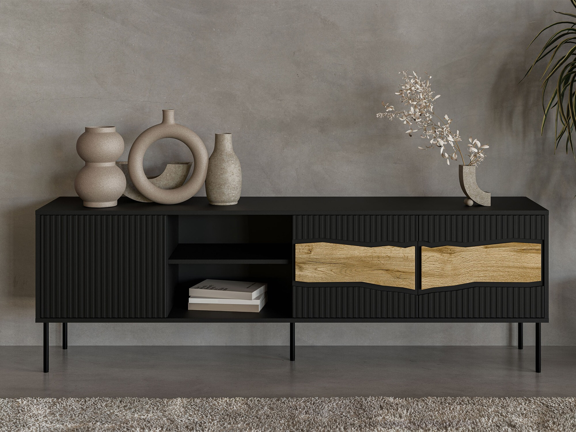 TV-bord Monevare 102 (Sort + Wotan eg)