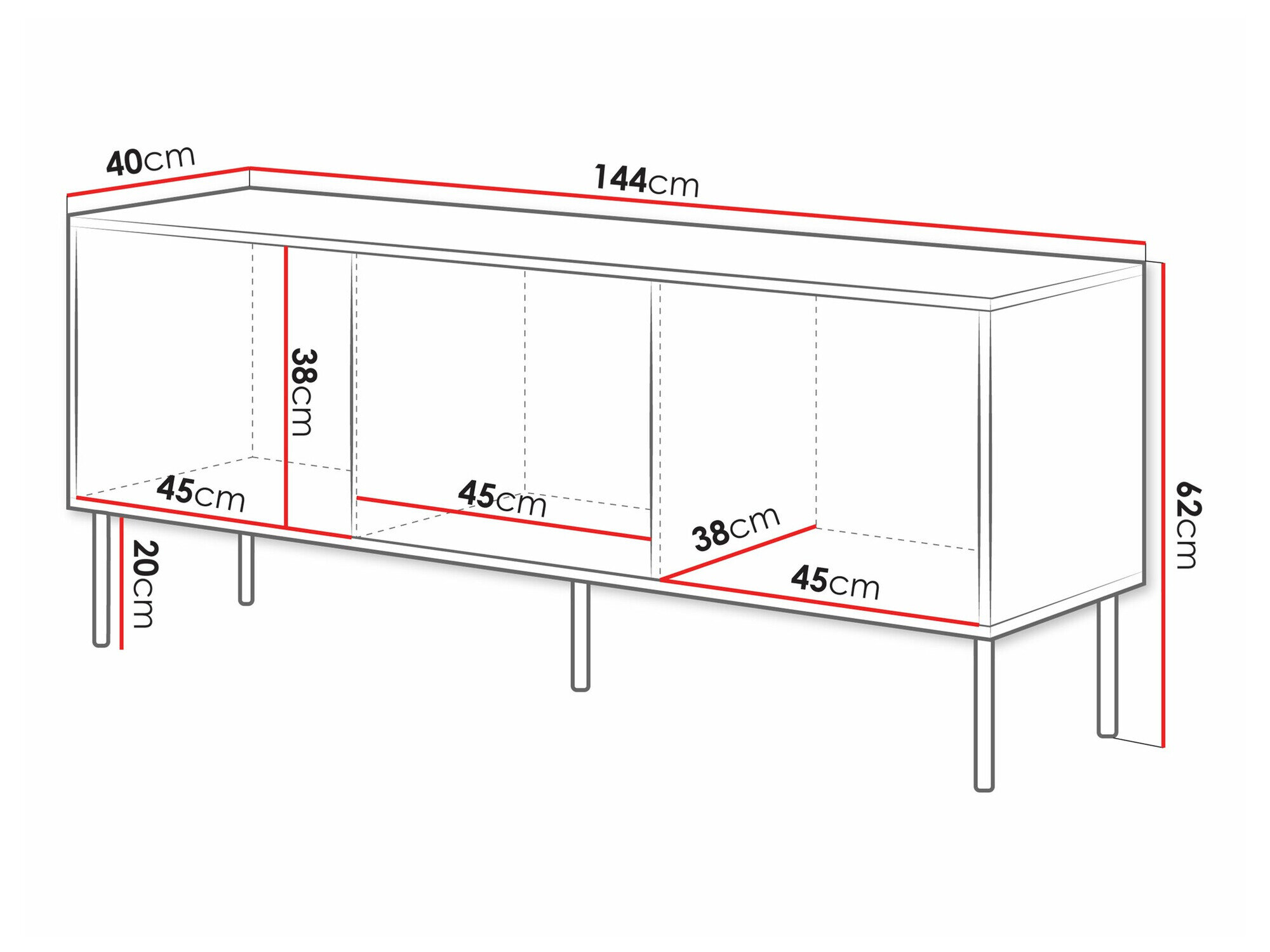 TV-bord Monevare 103 (Sort + Wotan eg)