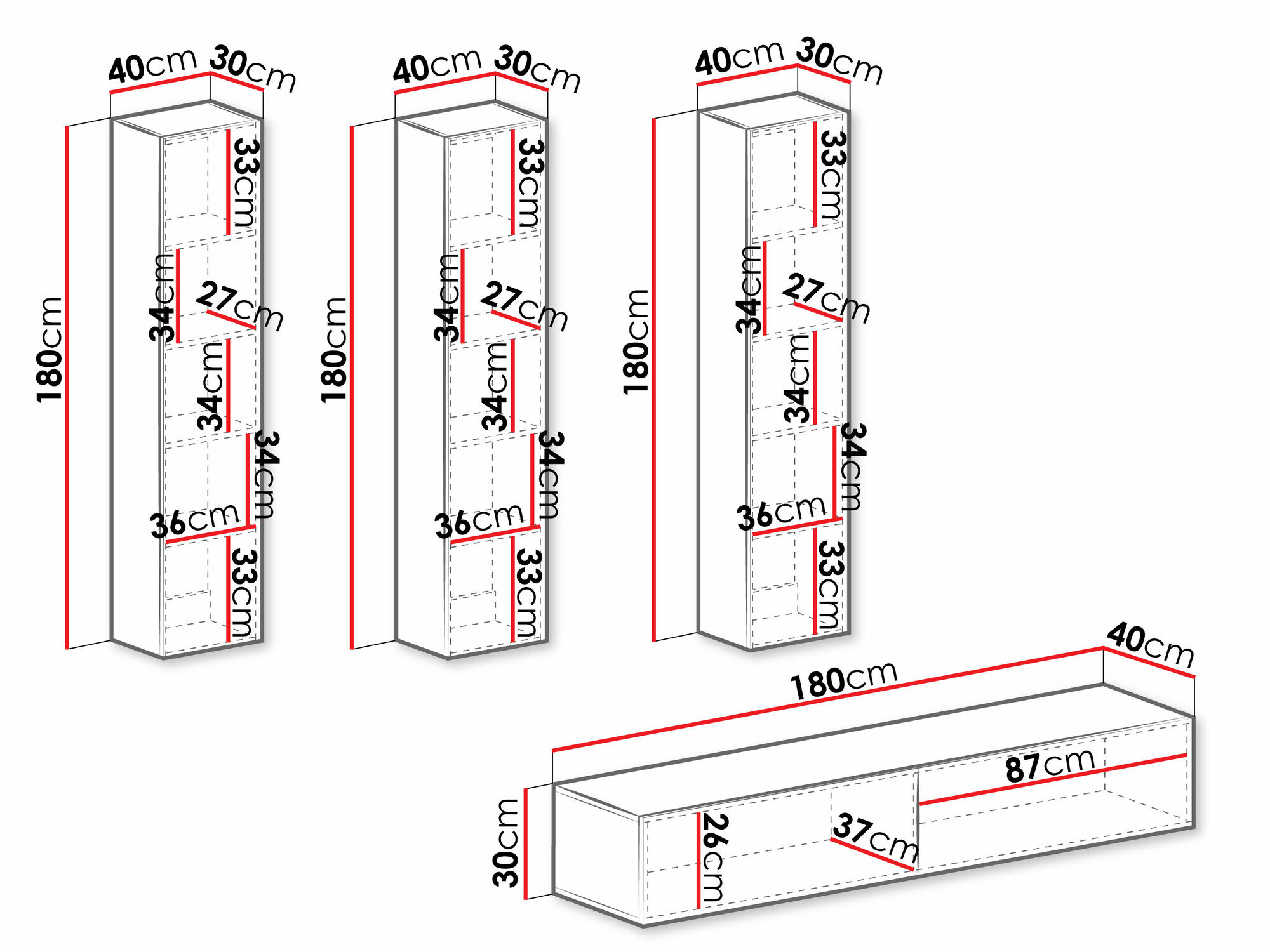Stuemøbelsæt Venenou 100 (Hvid + Glansfuld hvid)