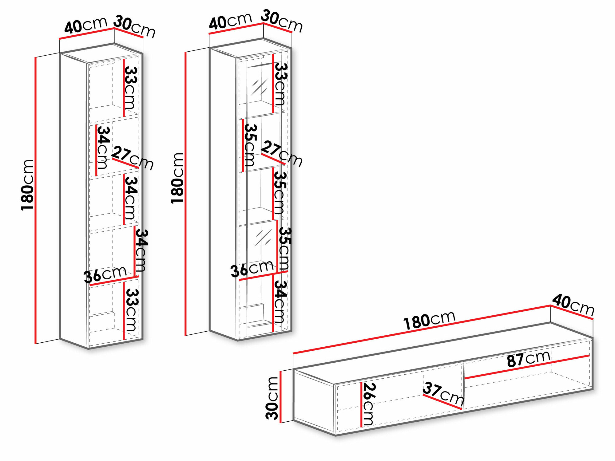 Stuemøbelsæt Venenou 102 (Grå + Gloss grå)
