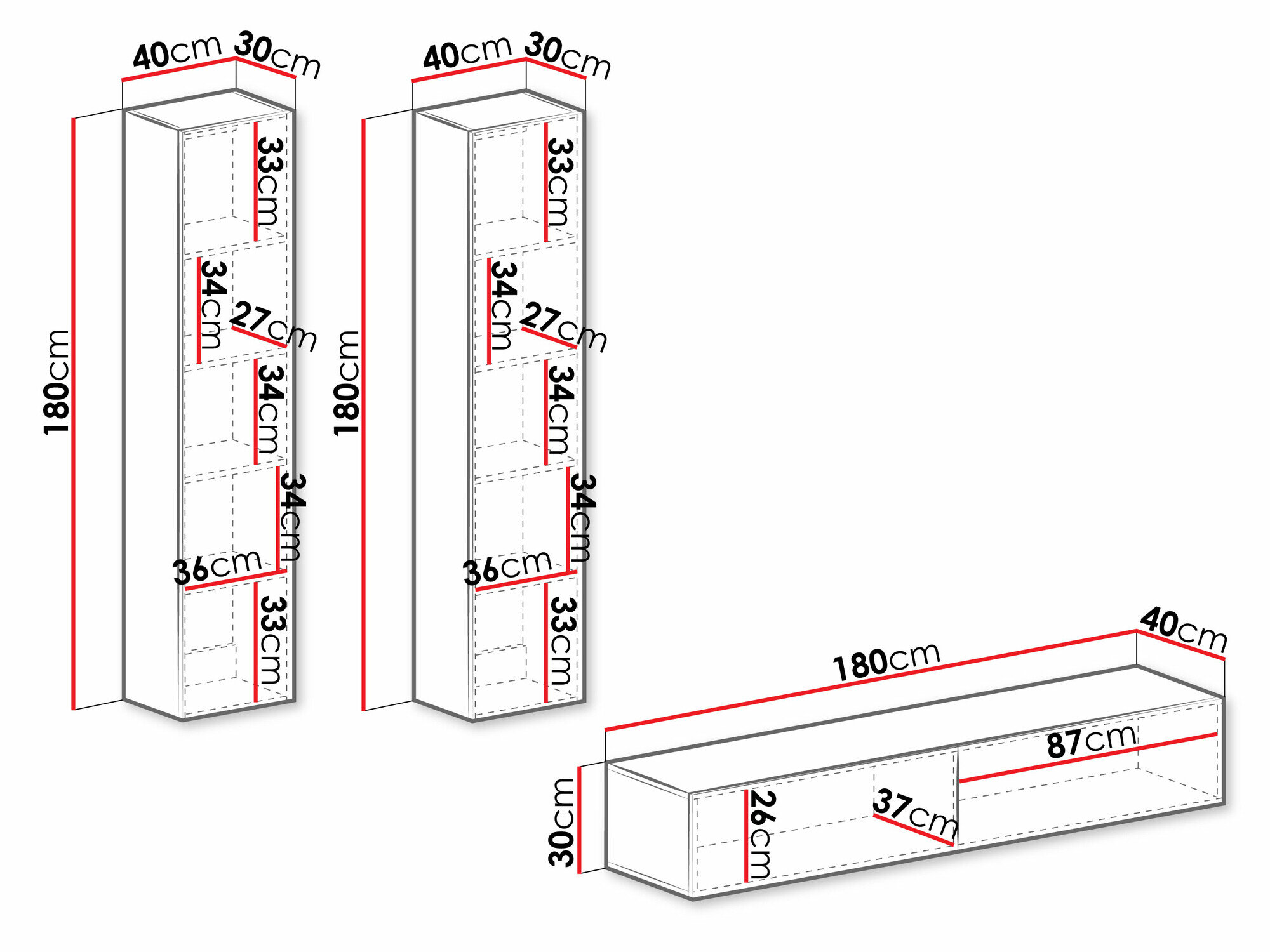 Stuemøbelsæt Venenou 103 (Sort + Blank sort)