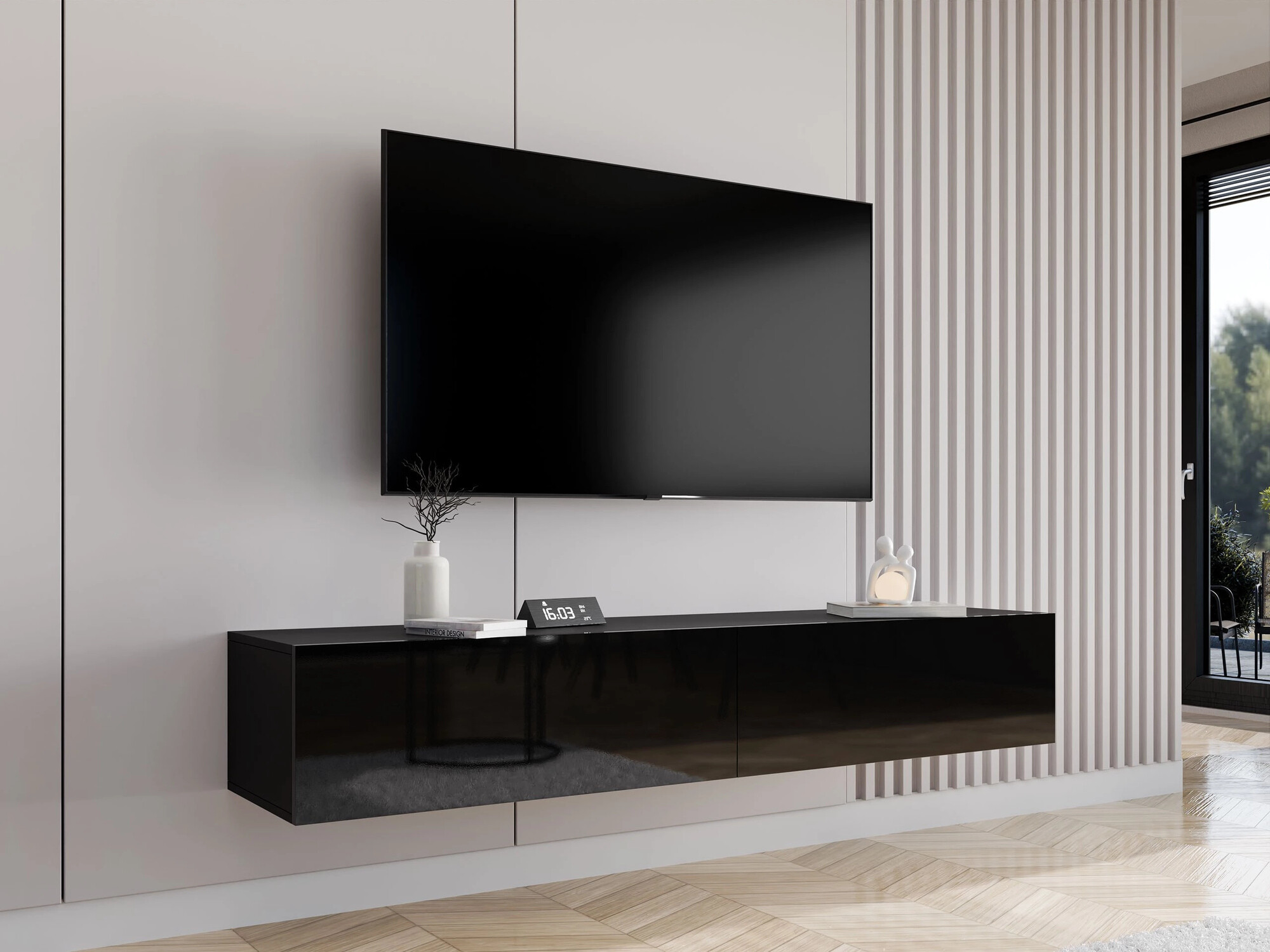 TV-bord Vilrin I (Sort + Blank sort)