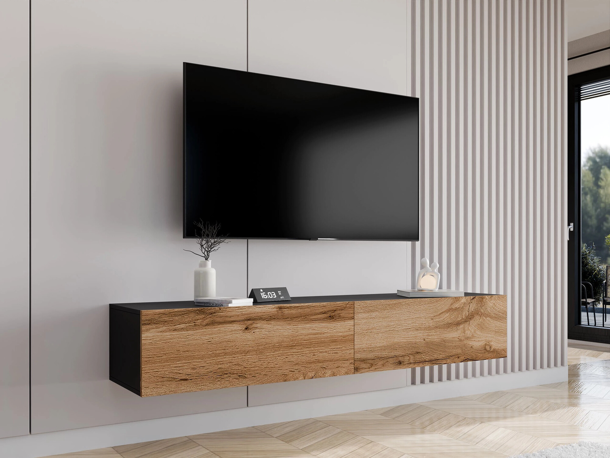 TV-bord Vilrin I (Sort + Wotan eg)