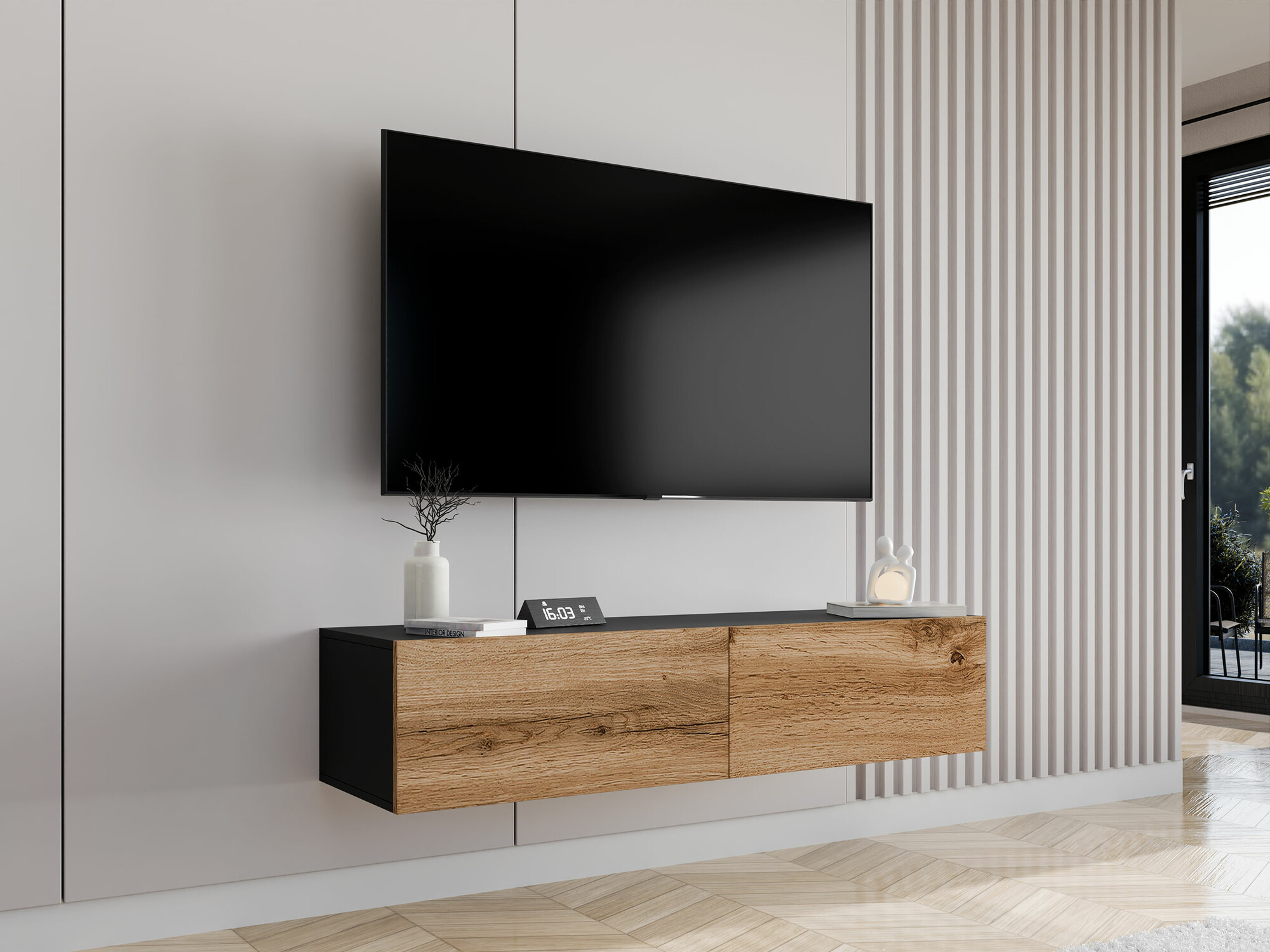 TV-bord Vilrin II (Sort + Wotan eg)