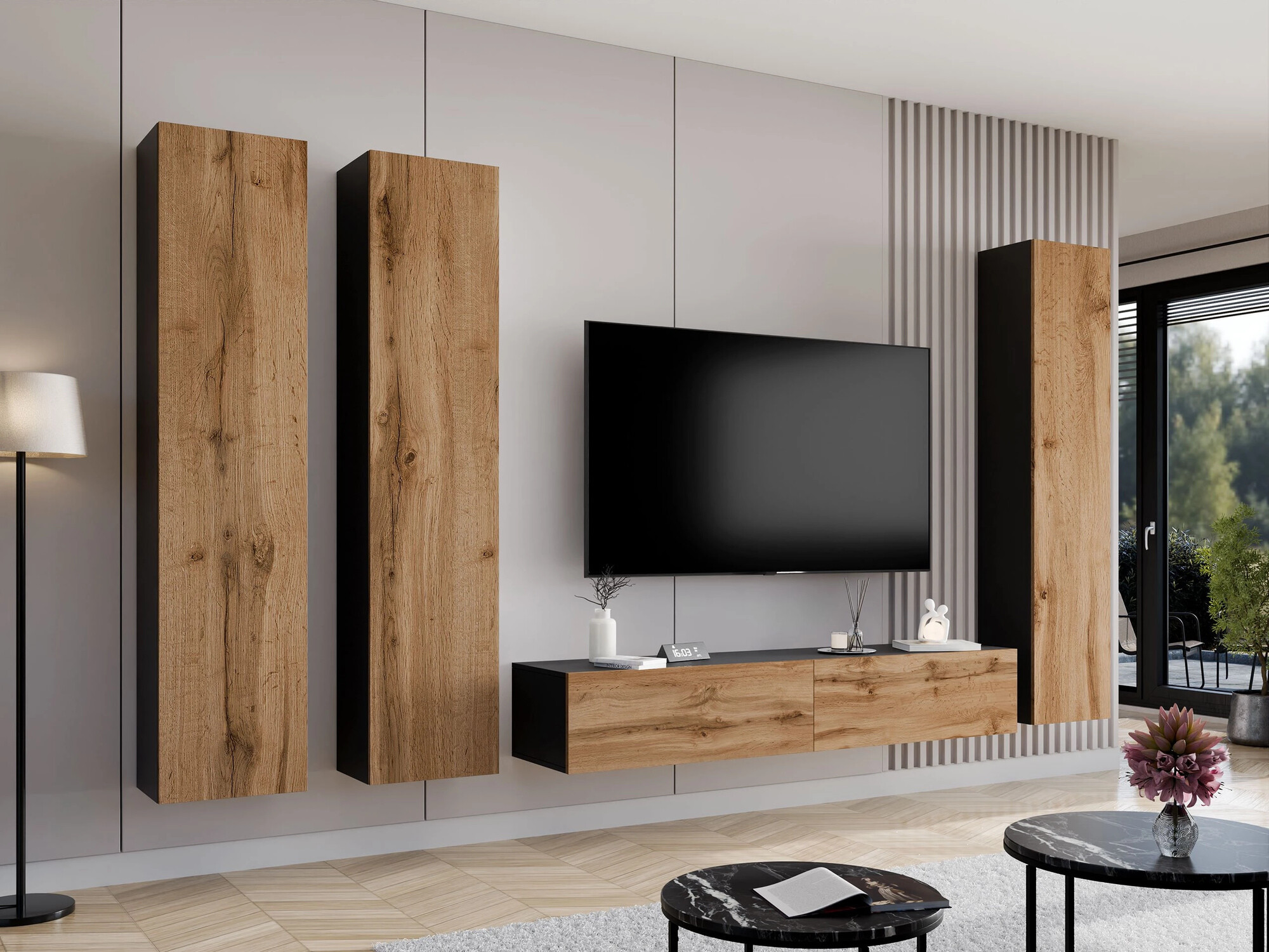 TV-bord Vilrin II (Sort + Wotan eg)