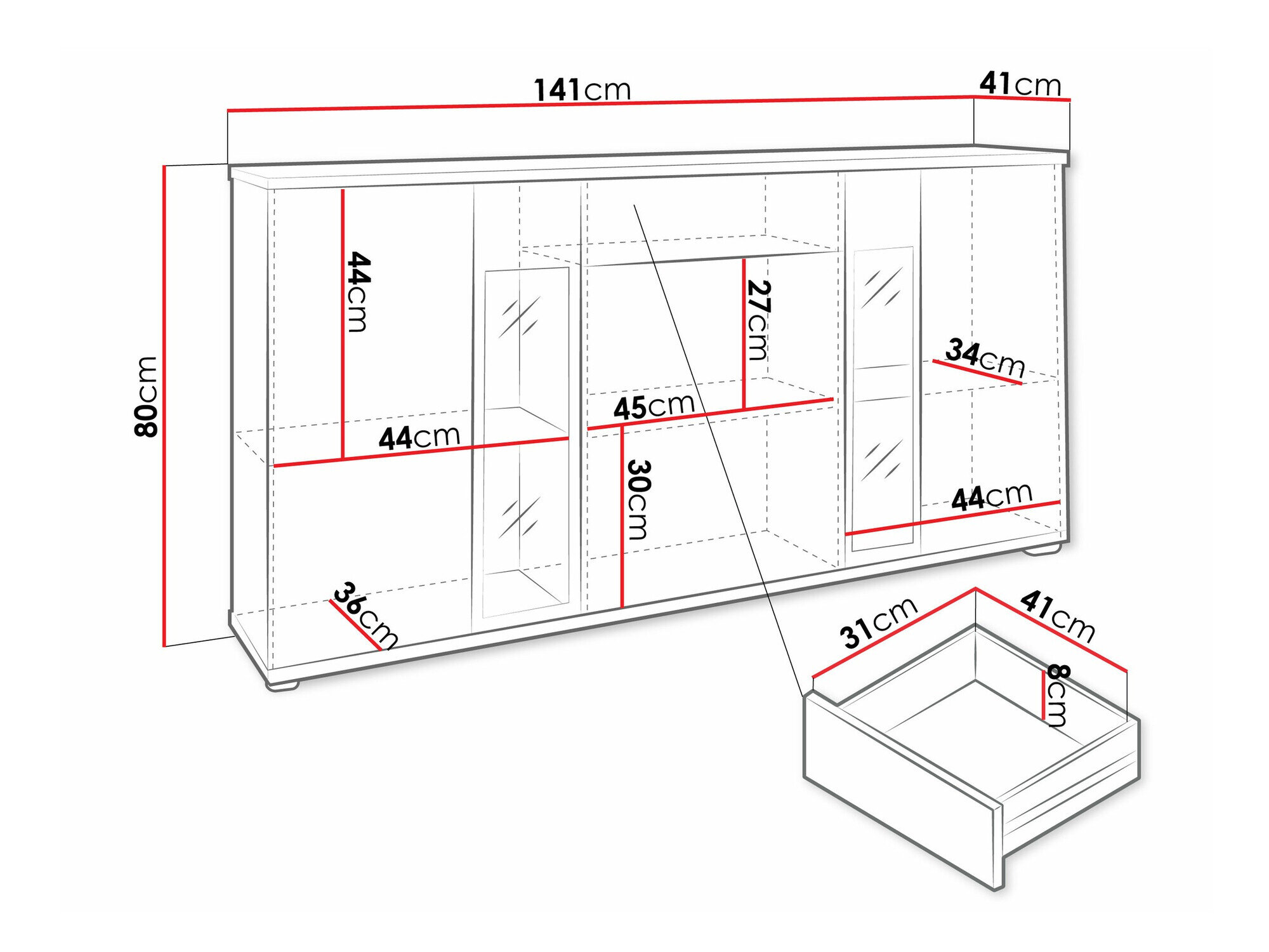 Kommode Tucson 114 (Artrisan egetræ + Hvid)