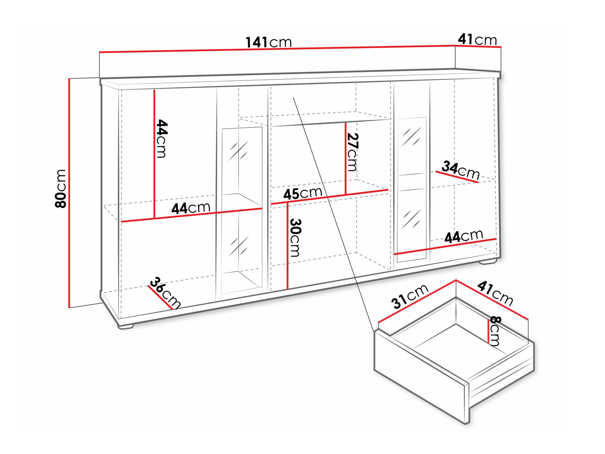 Kommode Tucson 114 (Artrisan egetræ + Hvid)