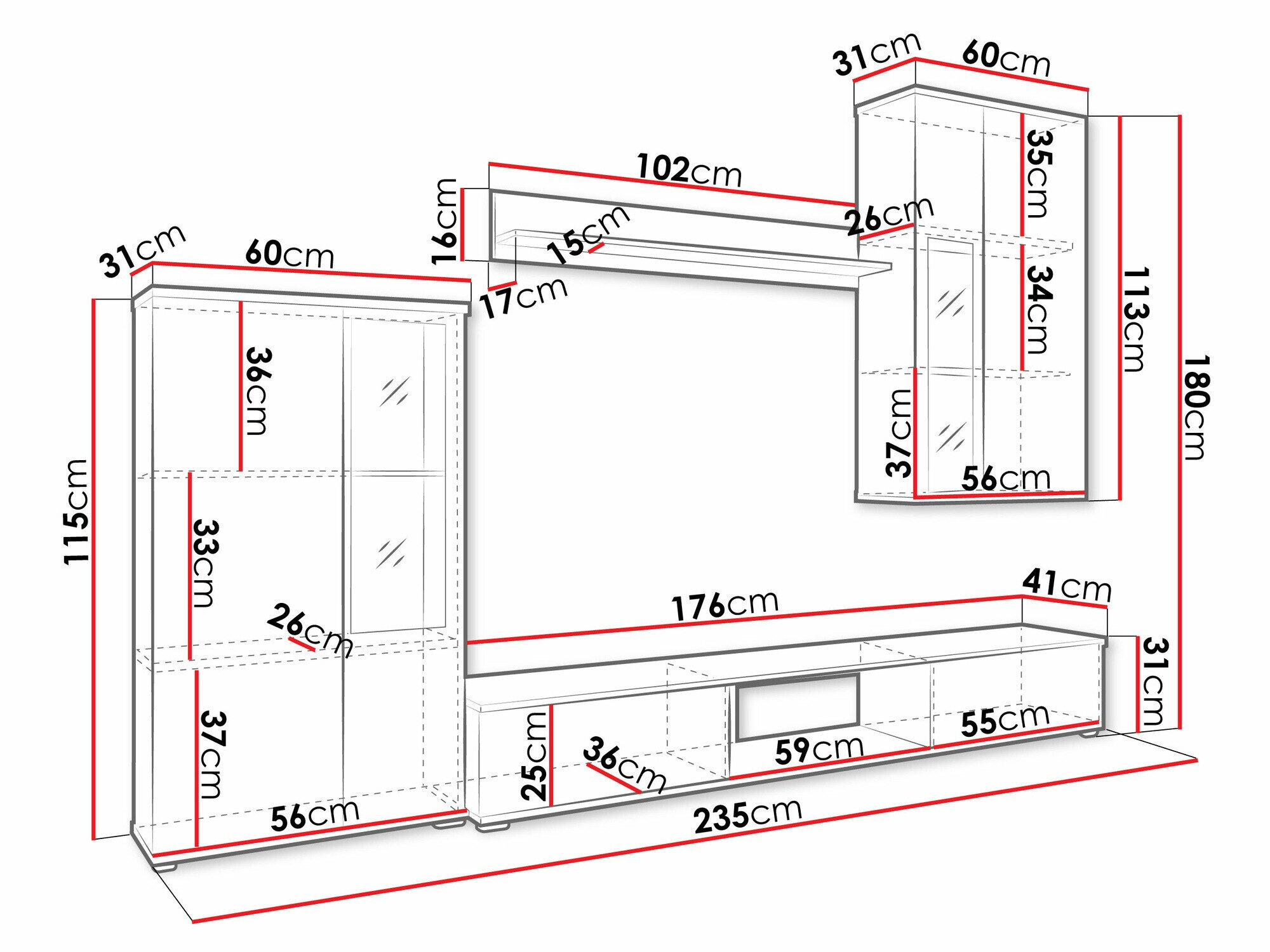 Stuemøbelsæt Tucson 100 (Sonoma eg)