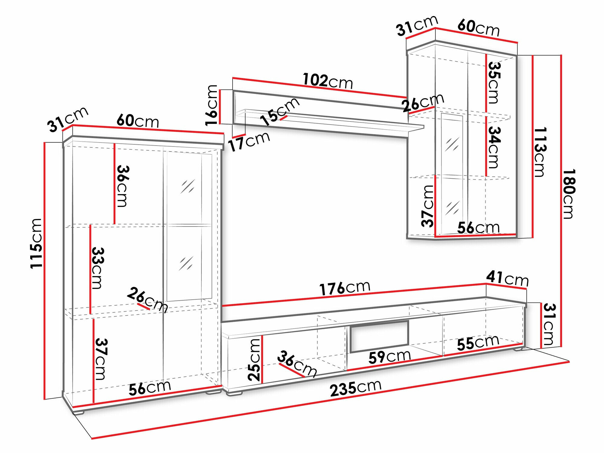 Stuemøbelsæt Tucson 100 (Valnød)