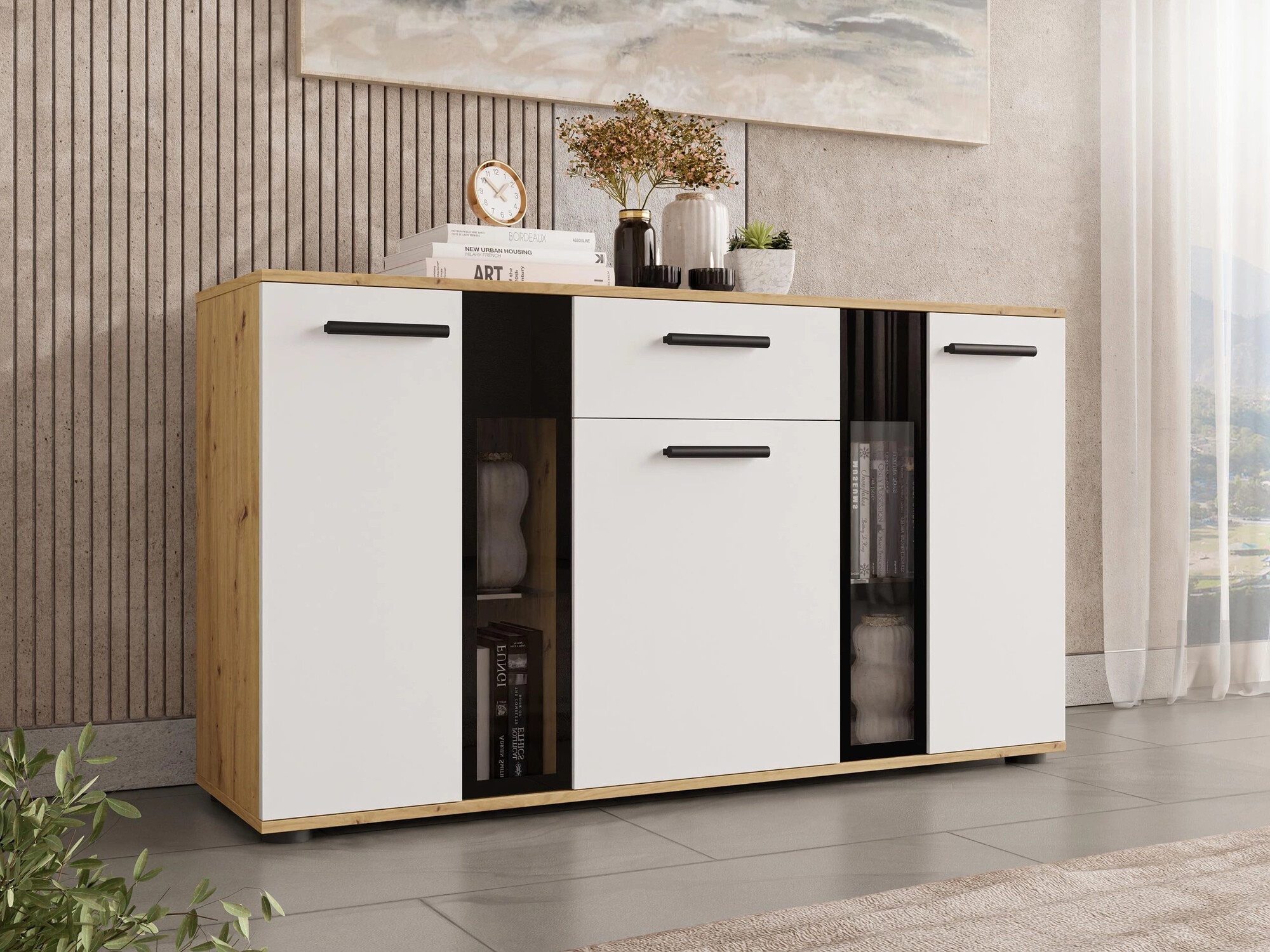 Kommode Genio (Artrisan egetræ + Hvid)