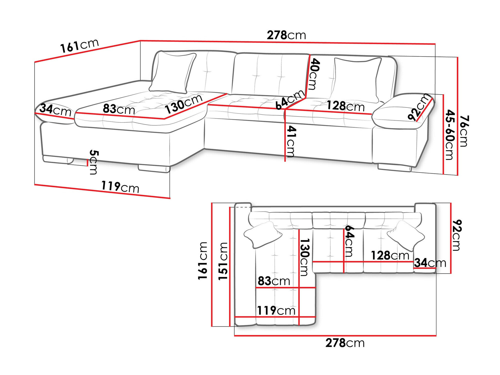 Hjørnesofa Comfivo 219 (Lux 06 + Lux 05)