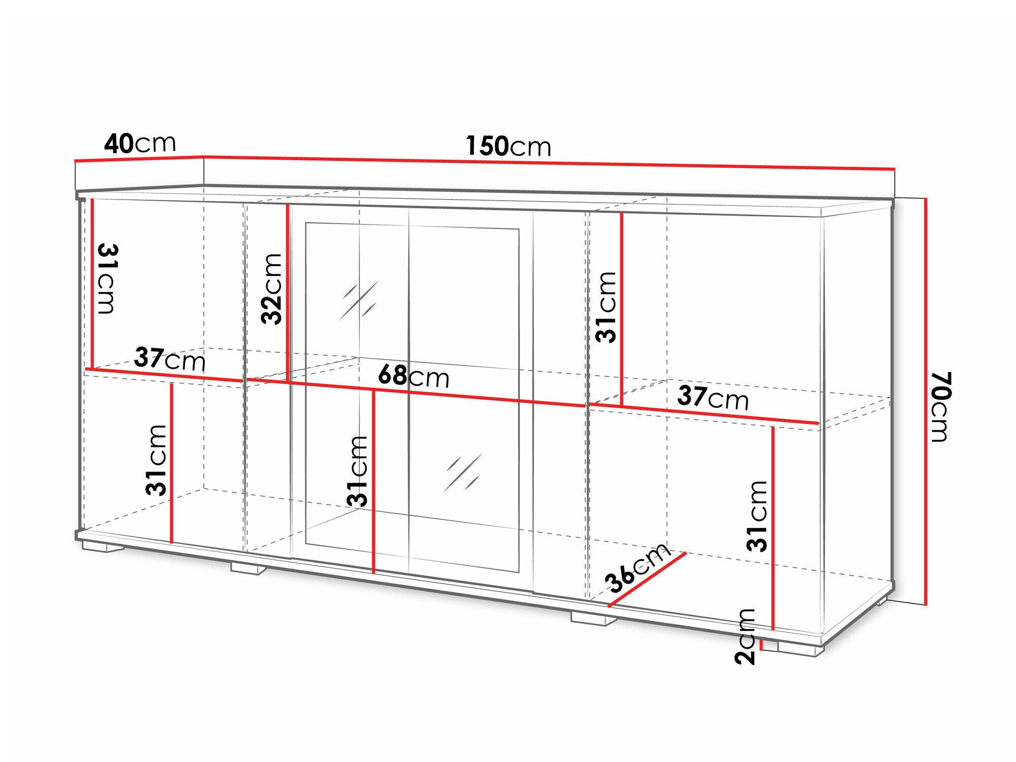 Skænk Torcame 102 (Hvid + Glansfuld hvid)