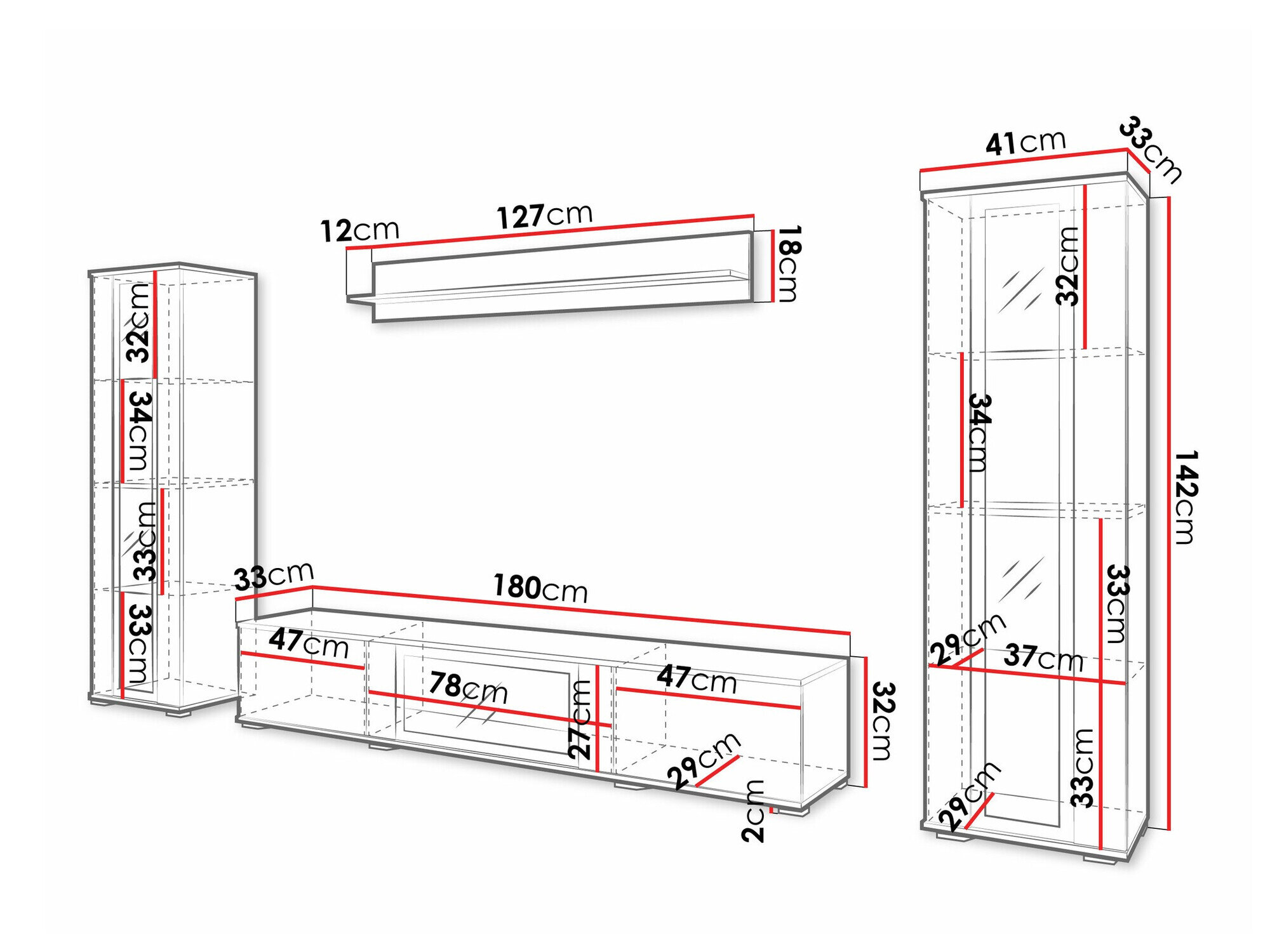 Stuemøbelsæt Torcame 103 (Sort)