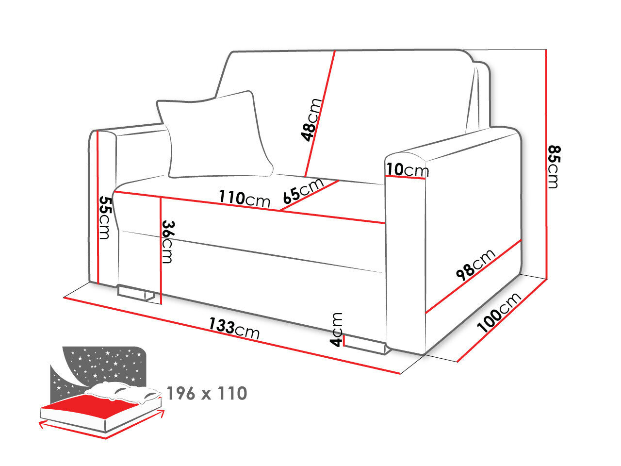 Sovesofa Columbus 206 (Tilia 77)