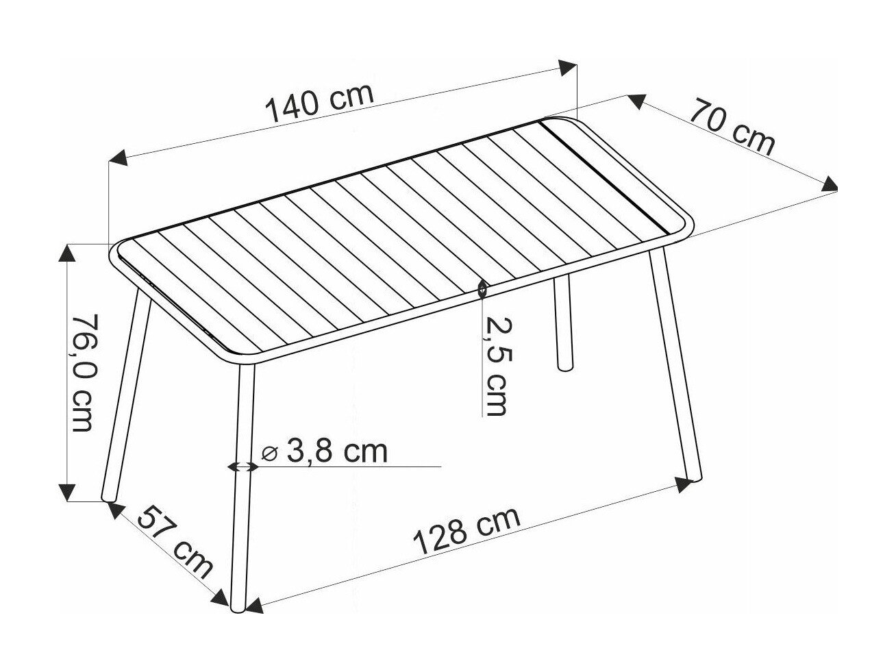Udendørs bord Houston 1960 (Sort)