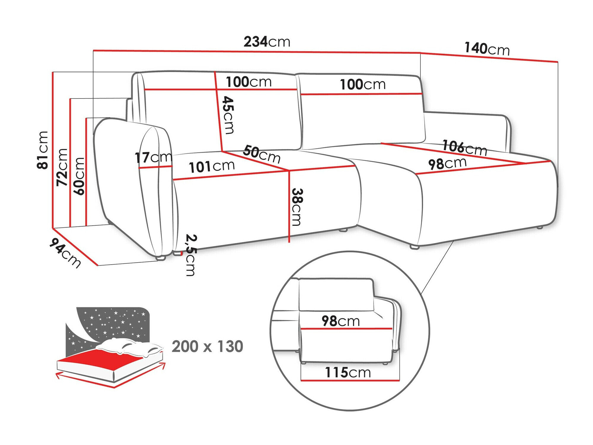 Hjørnesofa Temple 131 (Cruz 80)
