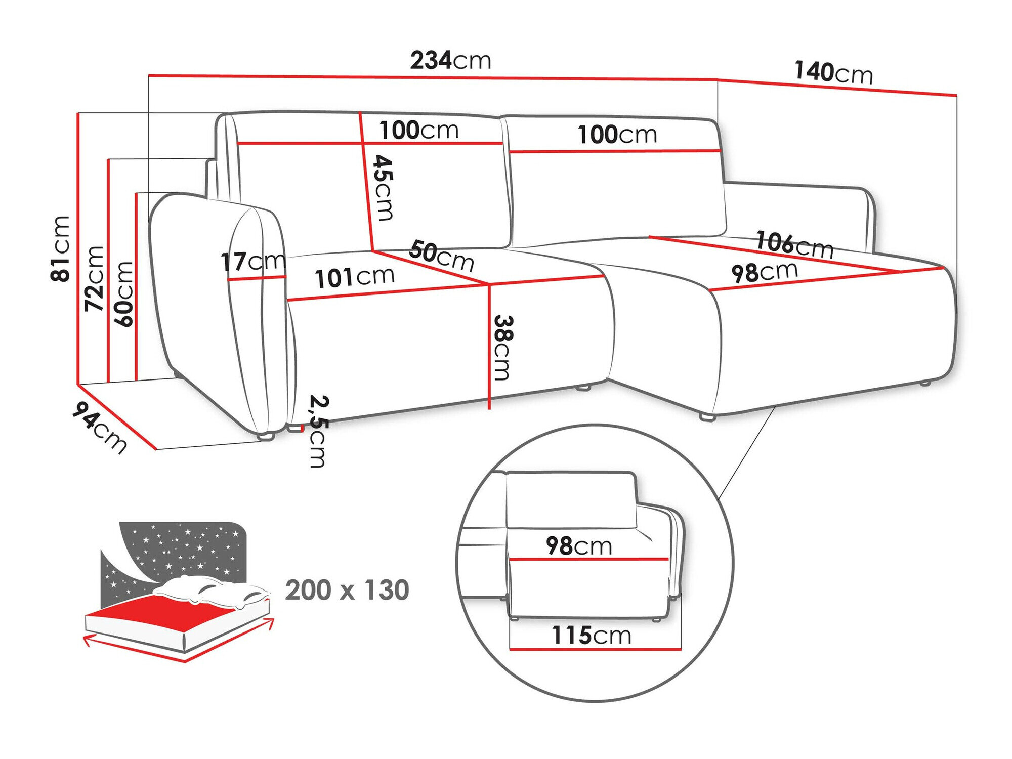 Hjørnesofa Temple 131 (Cruz 97)