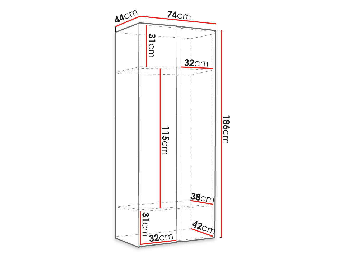 Garderobeskab Hartford 368 (Grafit)