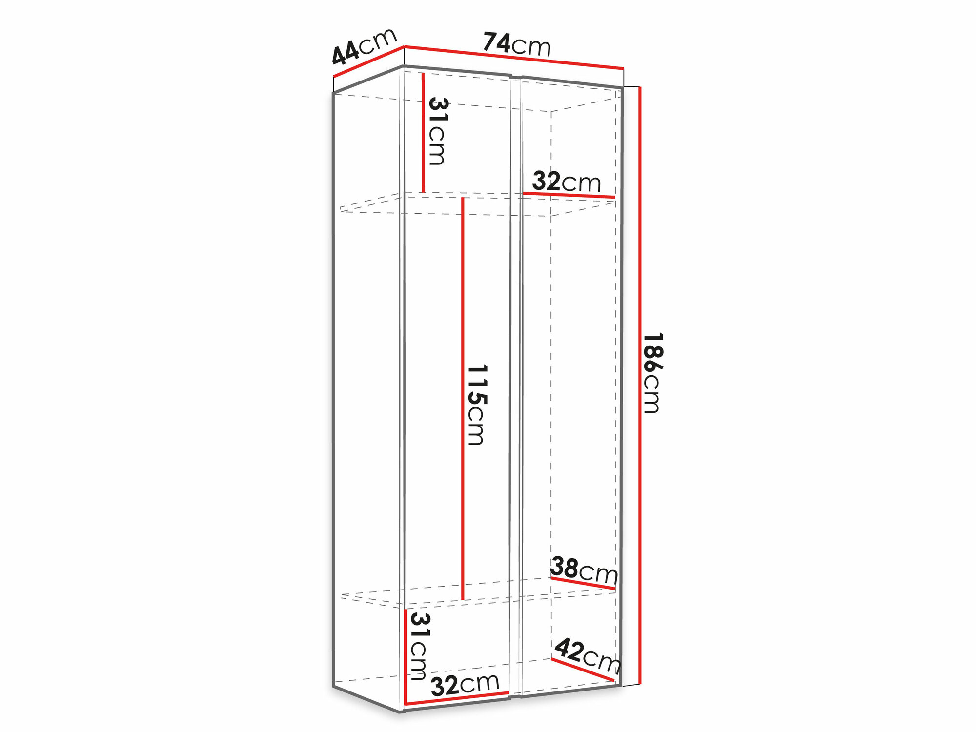 Garderobeskab Hartford 394 (Sort)