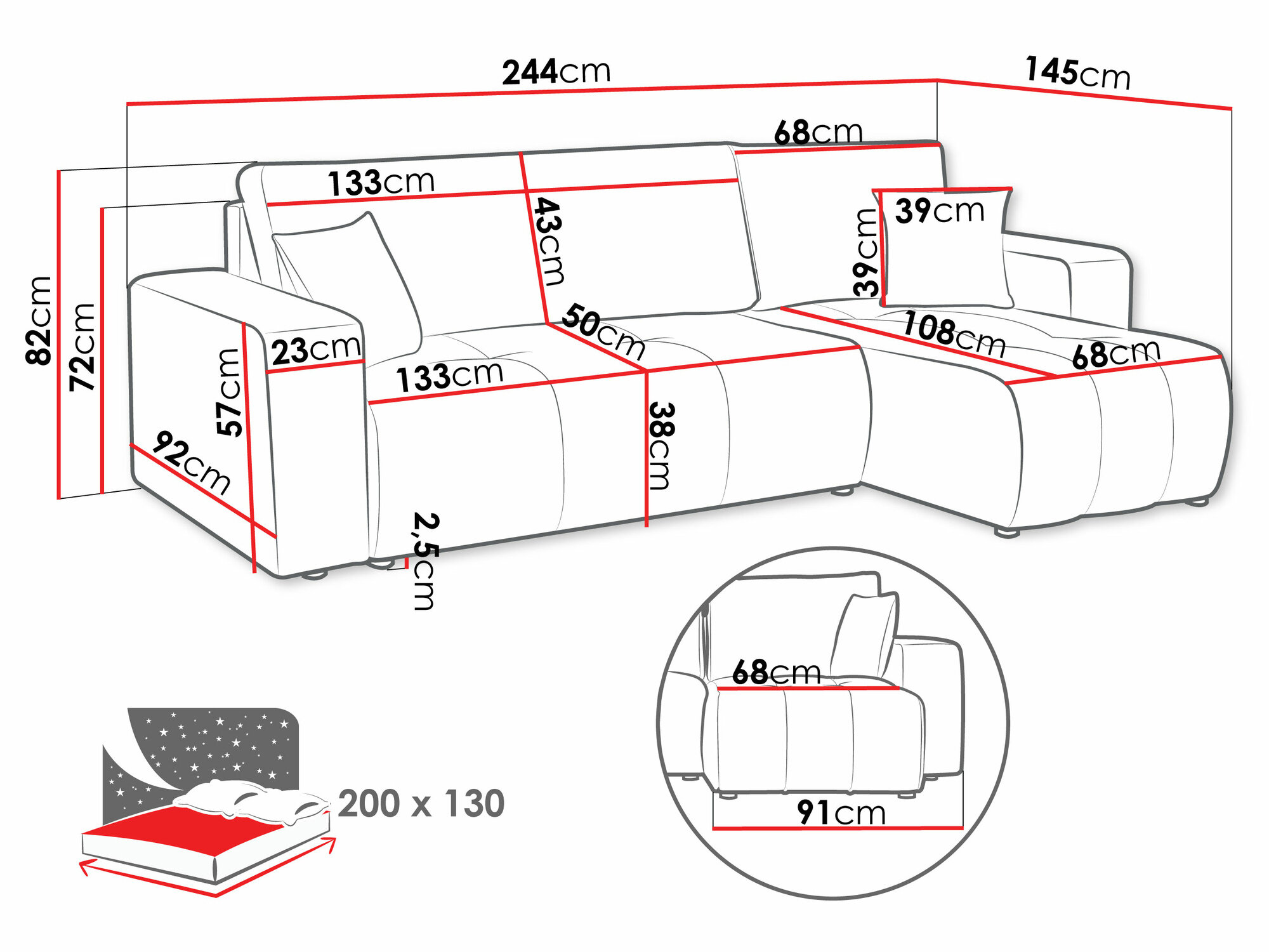 Hjørnesofa Comfivo 361 (Velo 636)