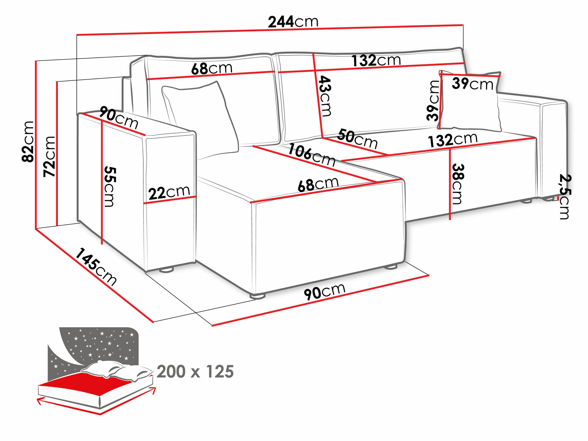 Hjørnesofa Shelton 100 (Poso 110)
