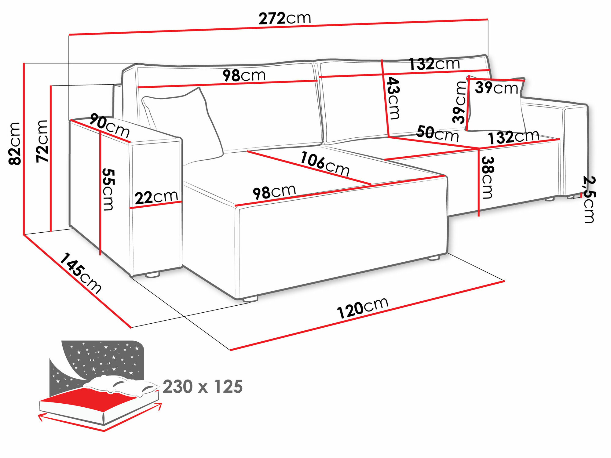 Hjørnesofa Shelton 107 (Poso 05)