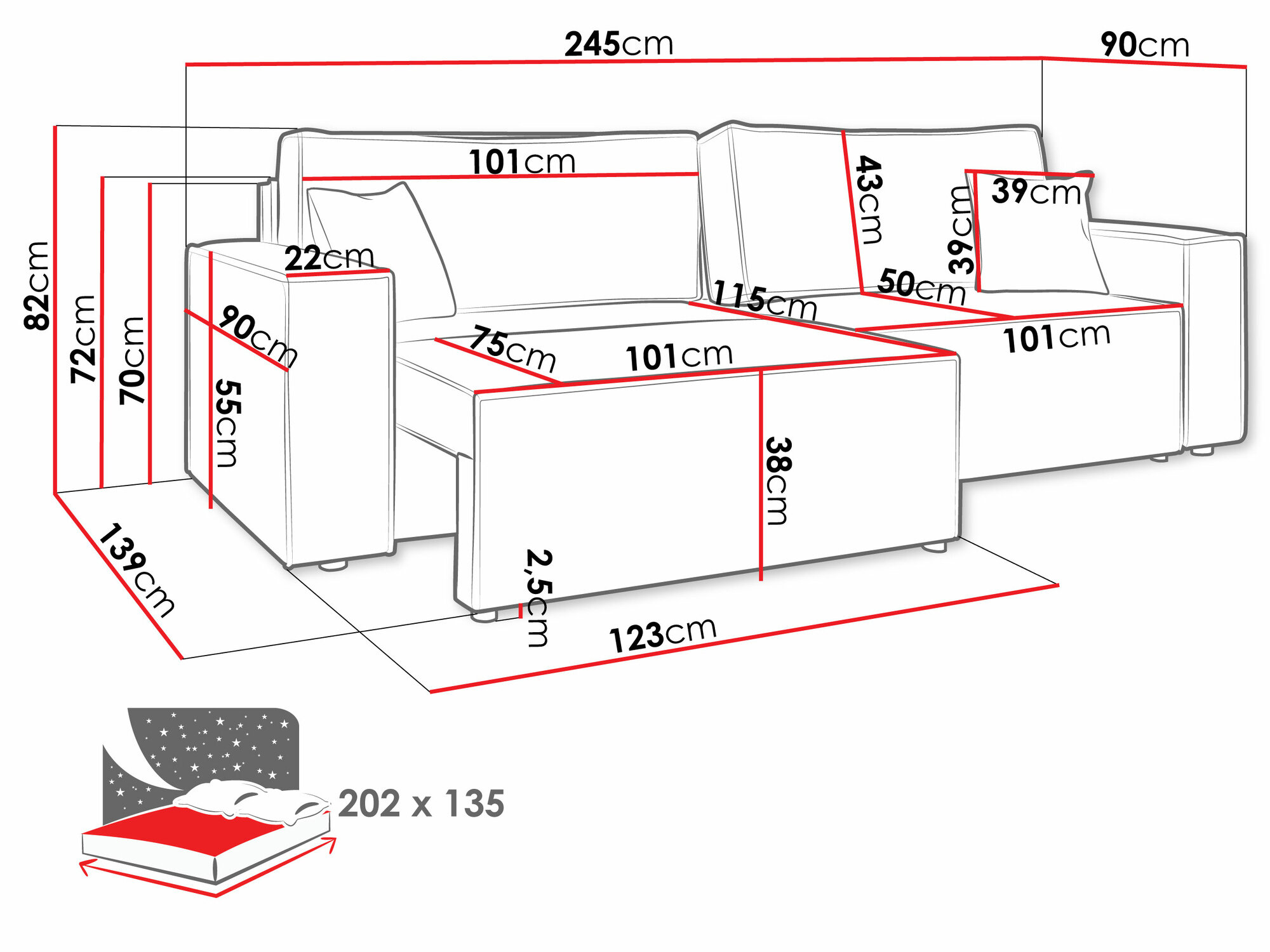Sovesofa Shelton 106 (Poso 100)