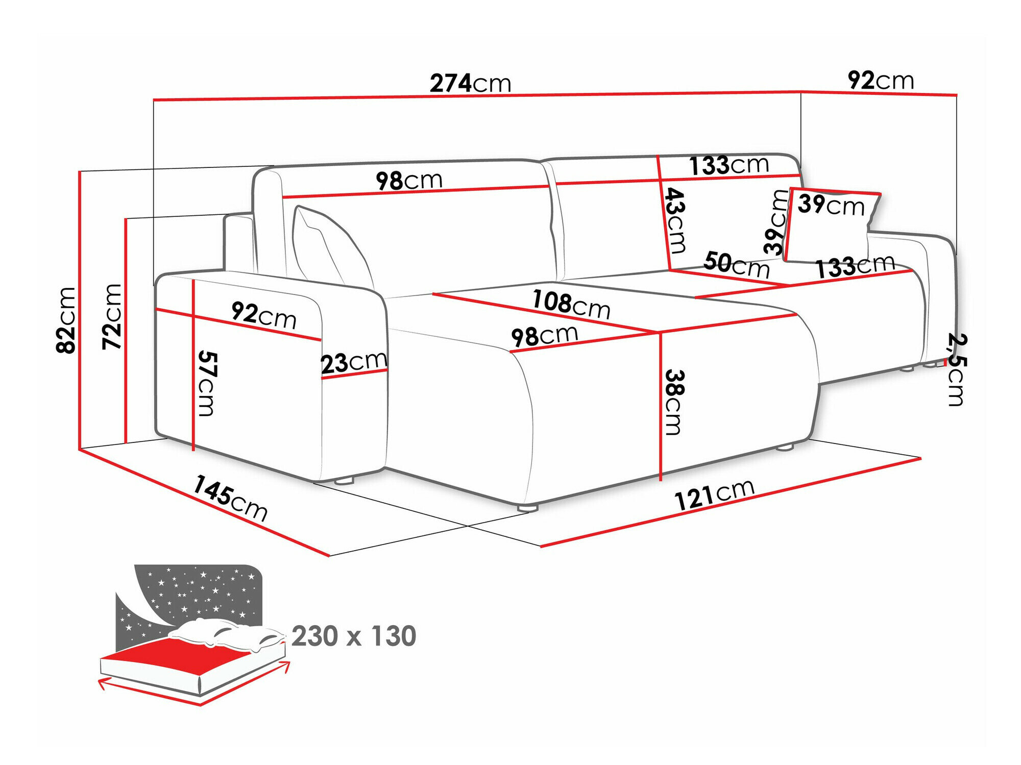 Hjørnesofa Shelton 108 (Poso 05)
