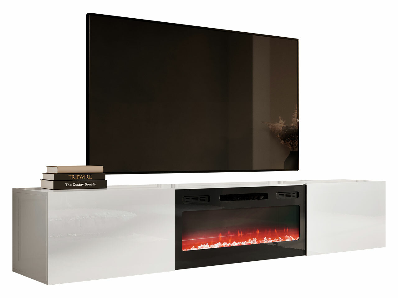 TV-bord Imago I (Hvid + Glansfuld hvid)
