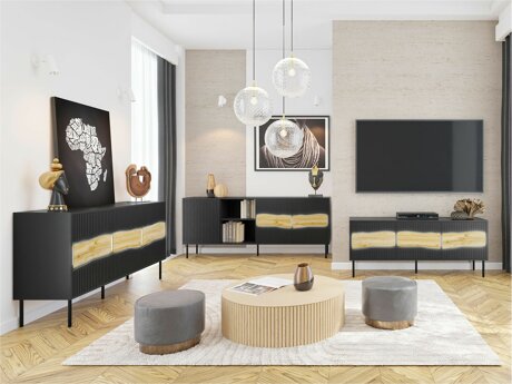 Stuemøbelsæt Monevare 105 (Sort + Wotan eg)