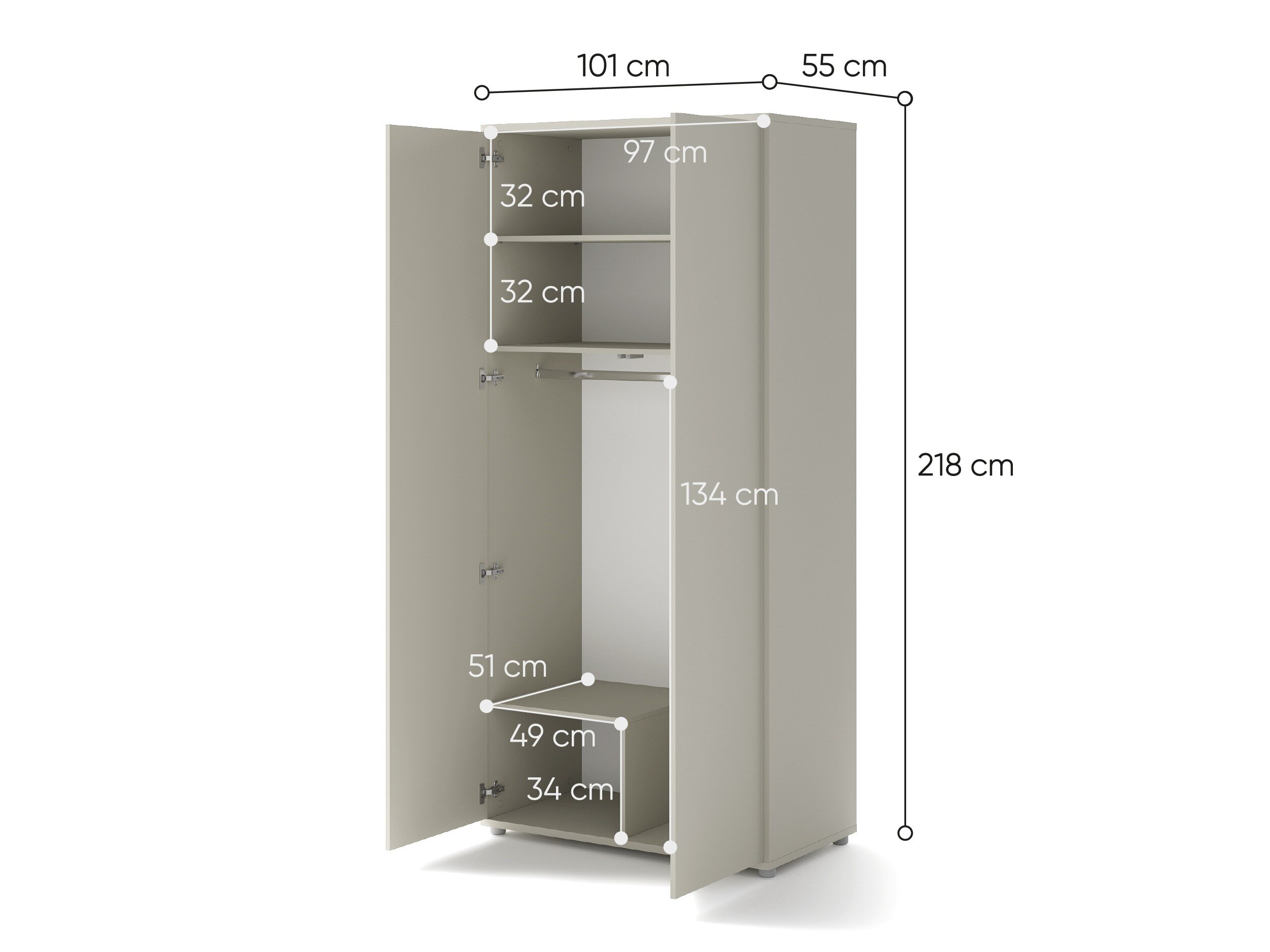 Garderobeskab Concept Pro Lenart Levfere 155 (Kashmir)
