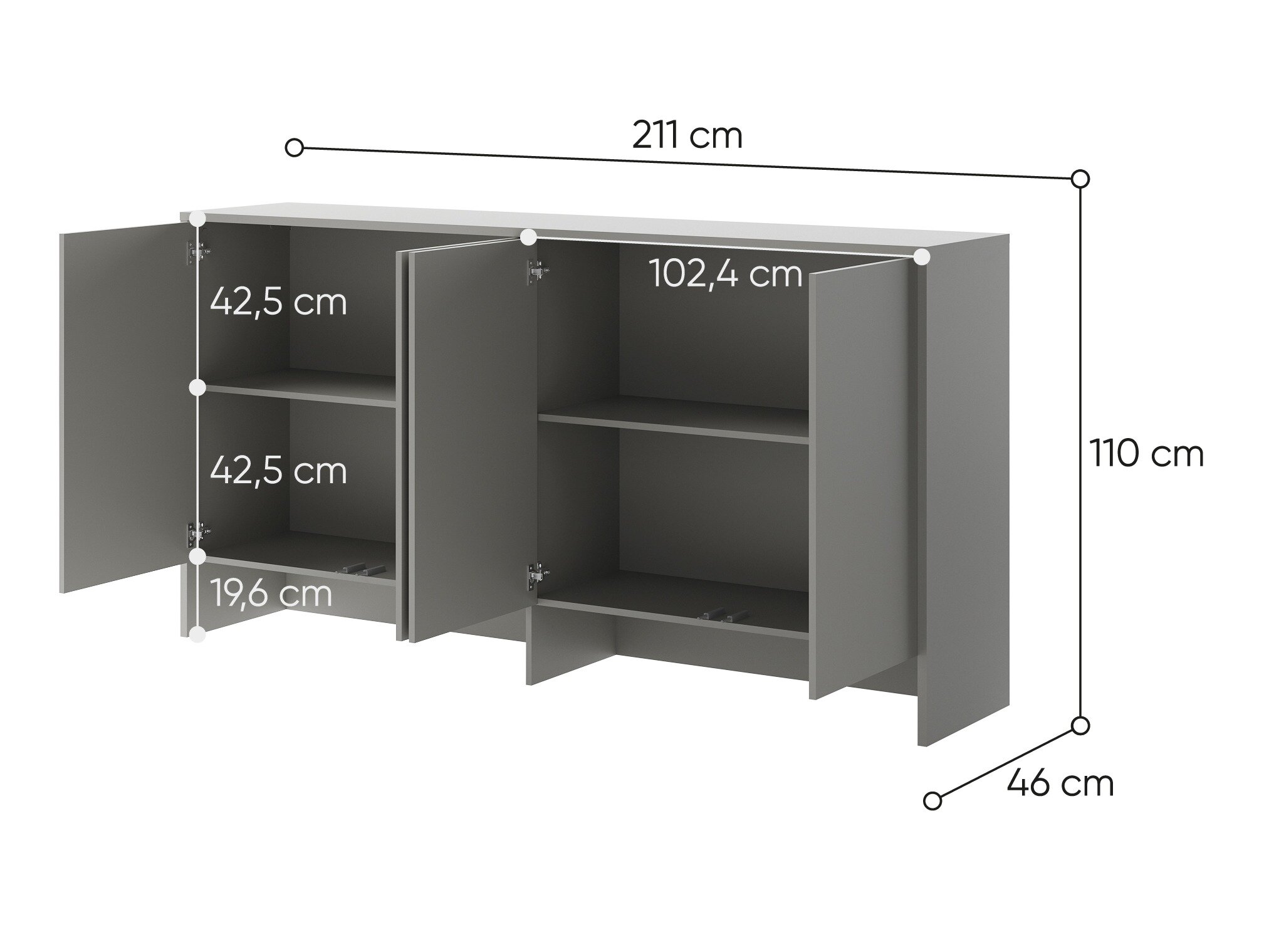Skænk Concept Pro Lenart Levfere 120 (Grå)