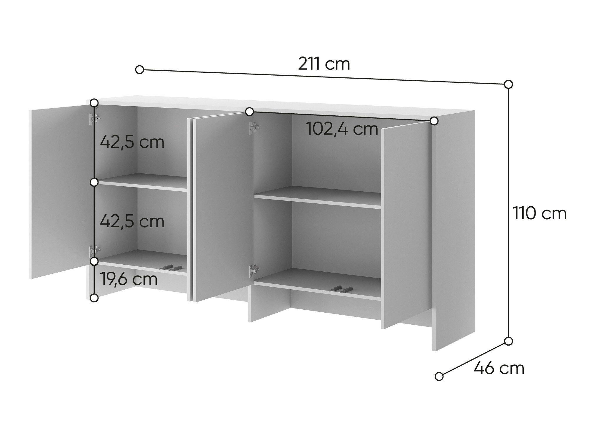 Skænk Concept Pro Lenart Levfere 120 (Hvid)