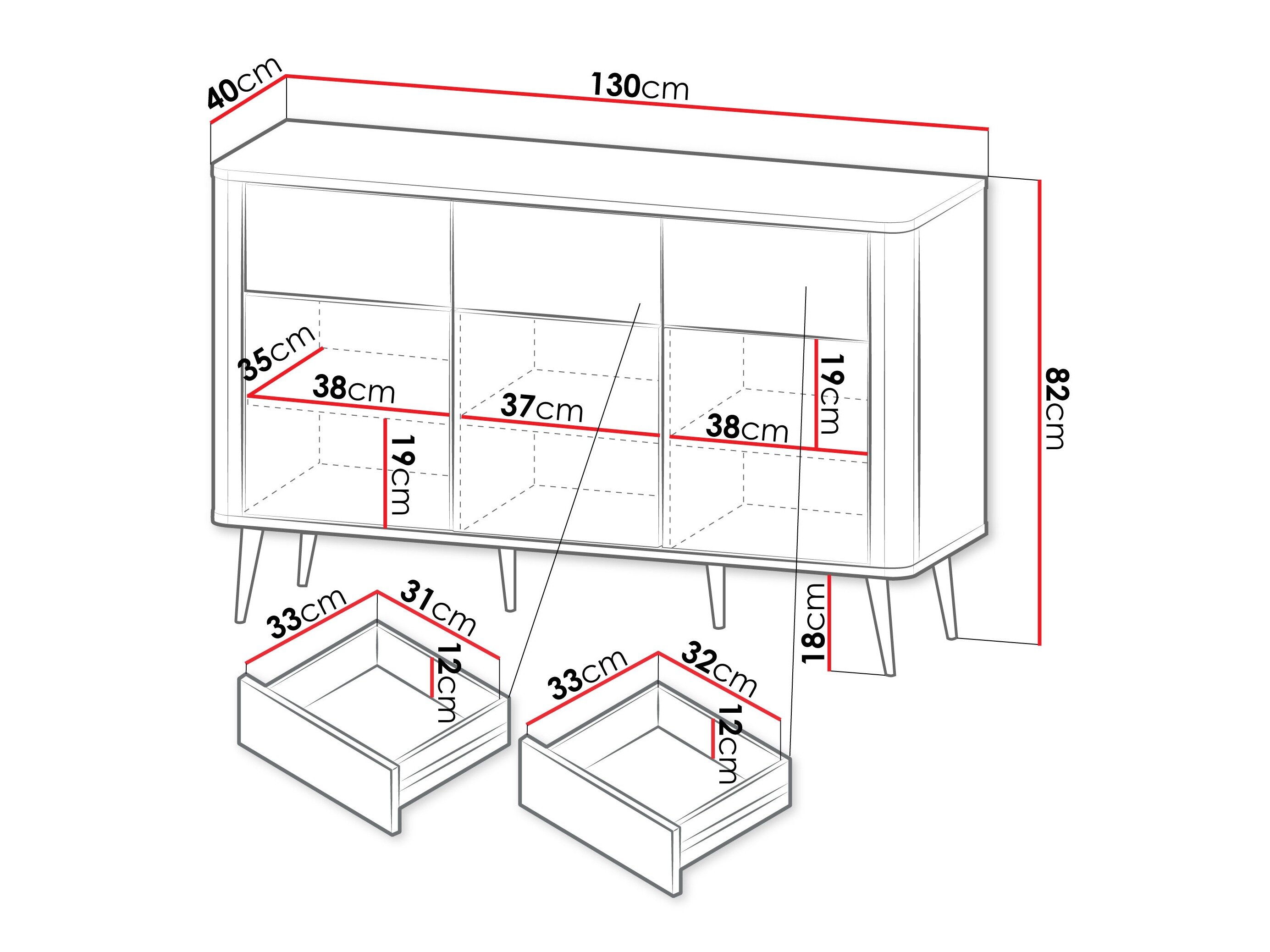 Kommode Lufela 109 (Kashmir + Grå marmor)