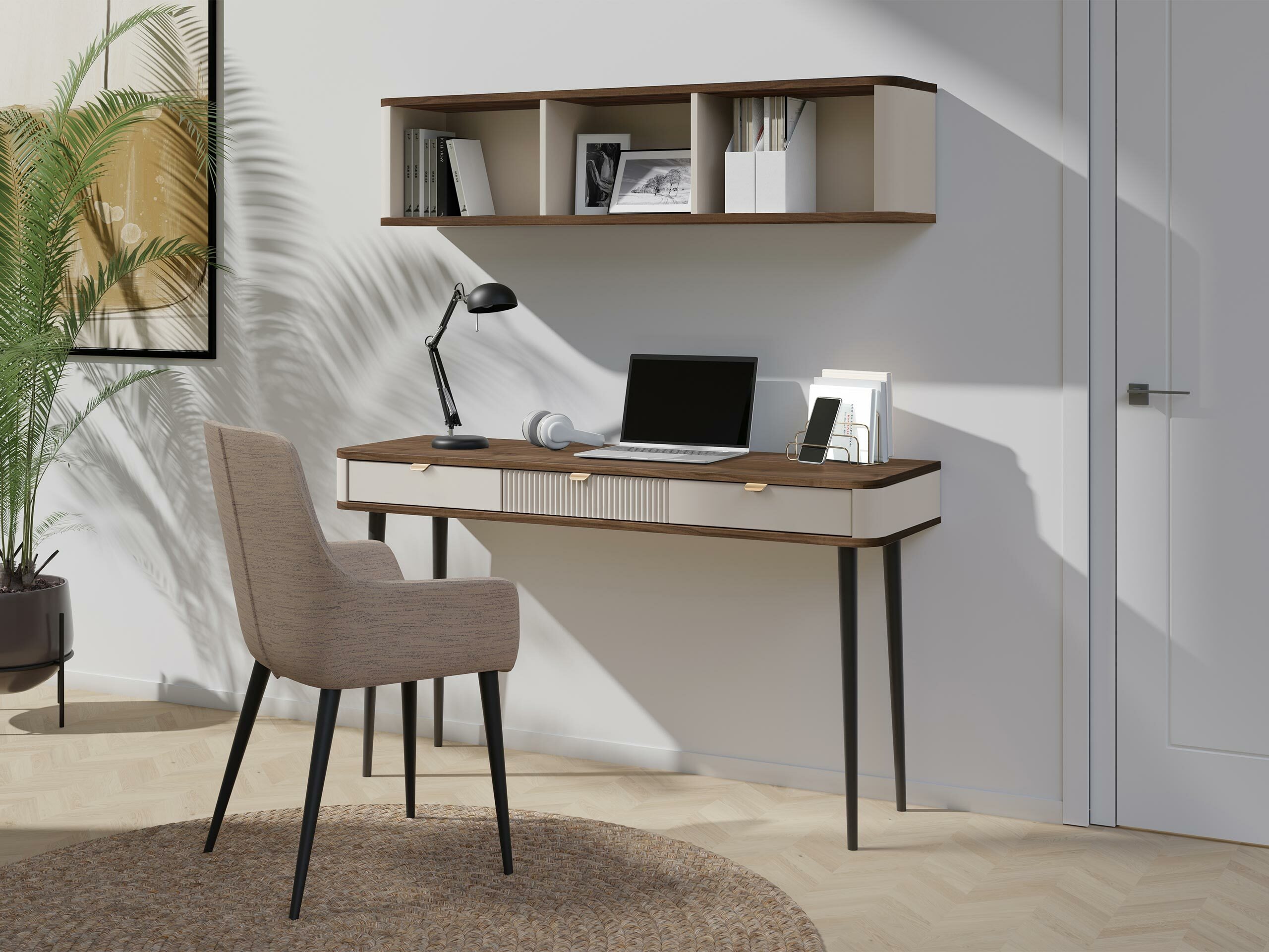 Skrivebord Lufela 114 (Kashmir + Grå marmor)