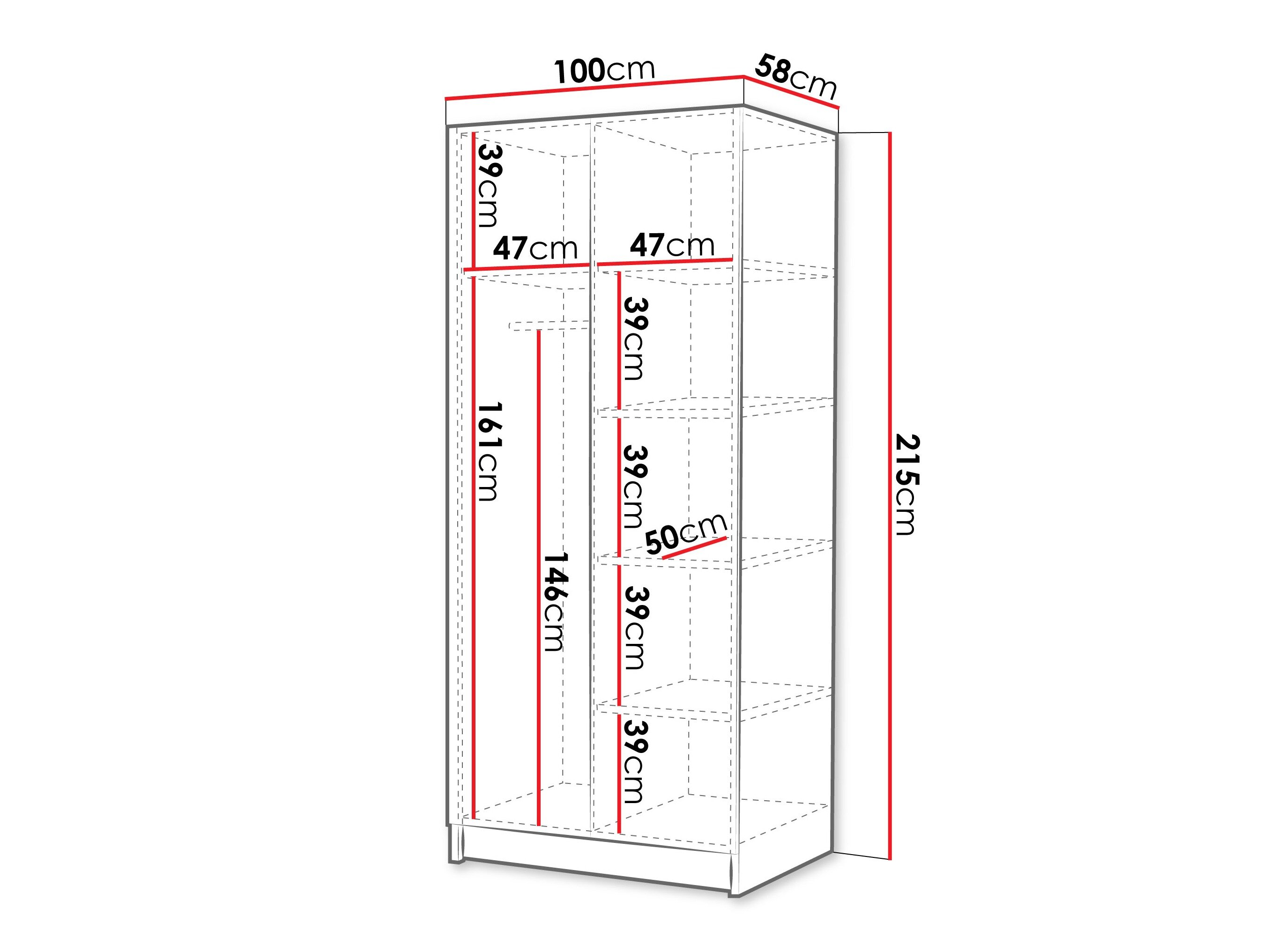 Garderobeskab Closico 195 (Hvid + Glansfuld hvid + Gylden)