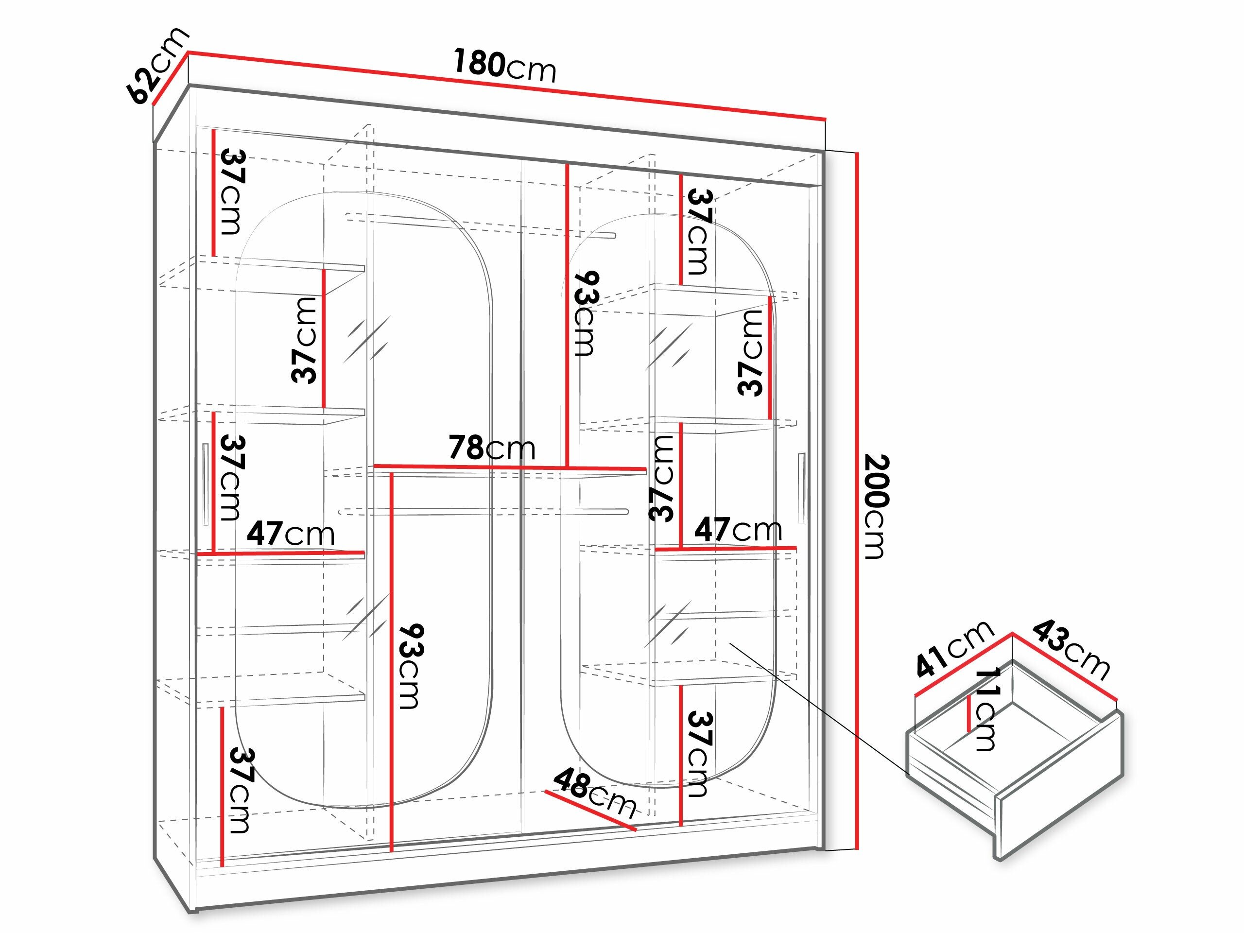 Garderobeskab Hartford 520 (Sort)