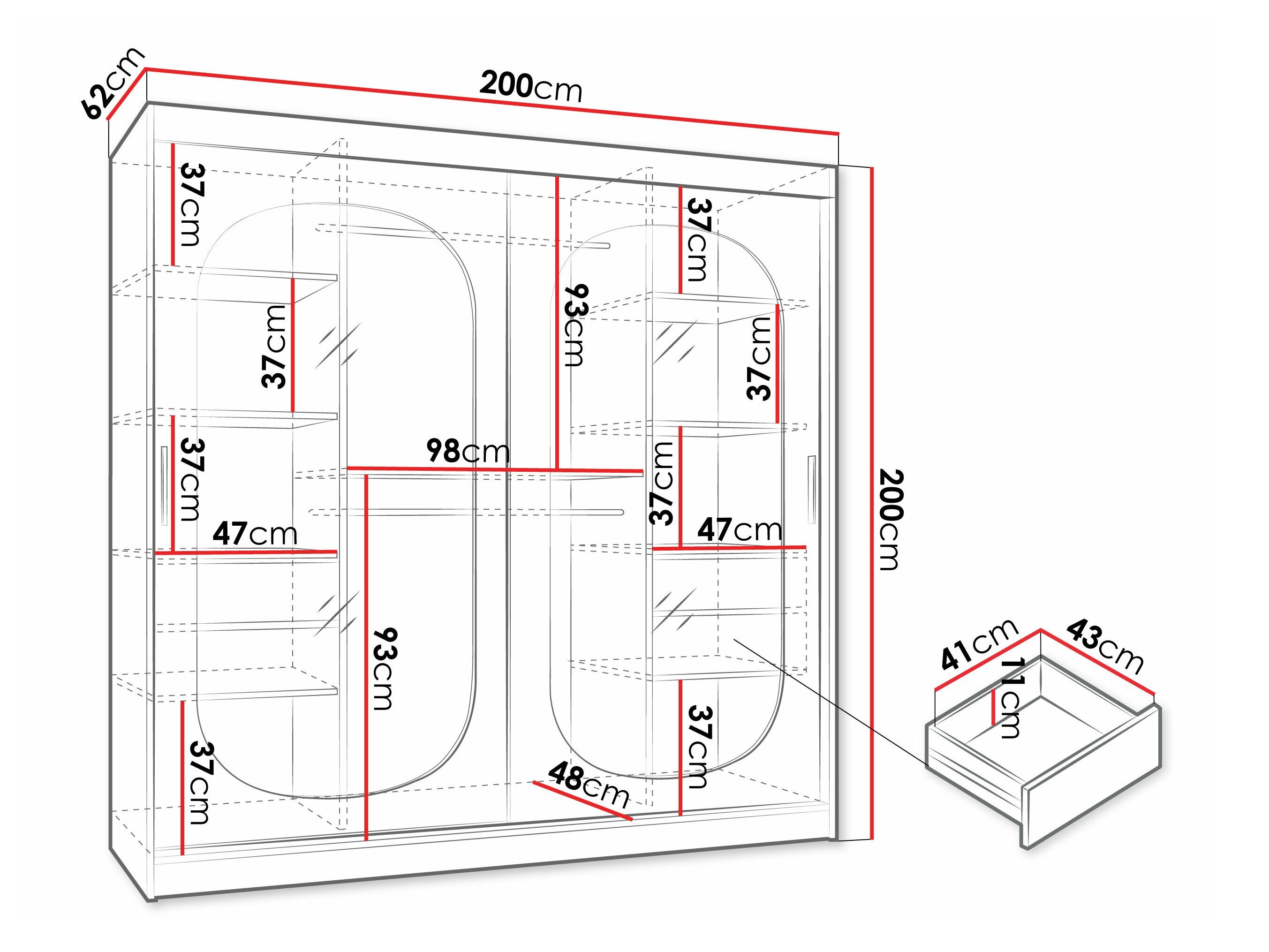 Garderobeskab Hartford 521 (Sort)