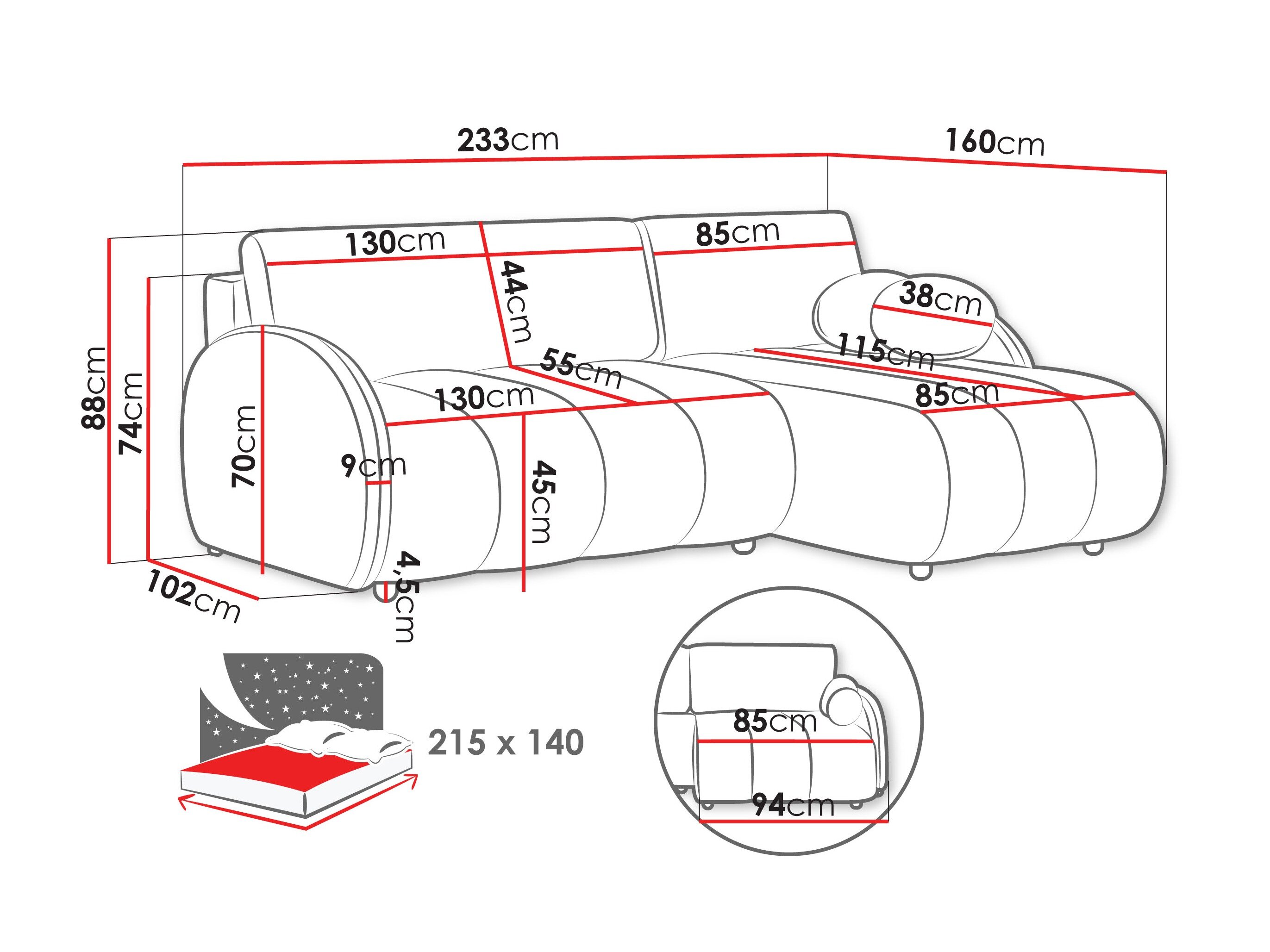 Hjørnesofa Columbus 247 (Sereno 686)