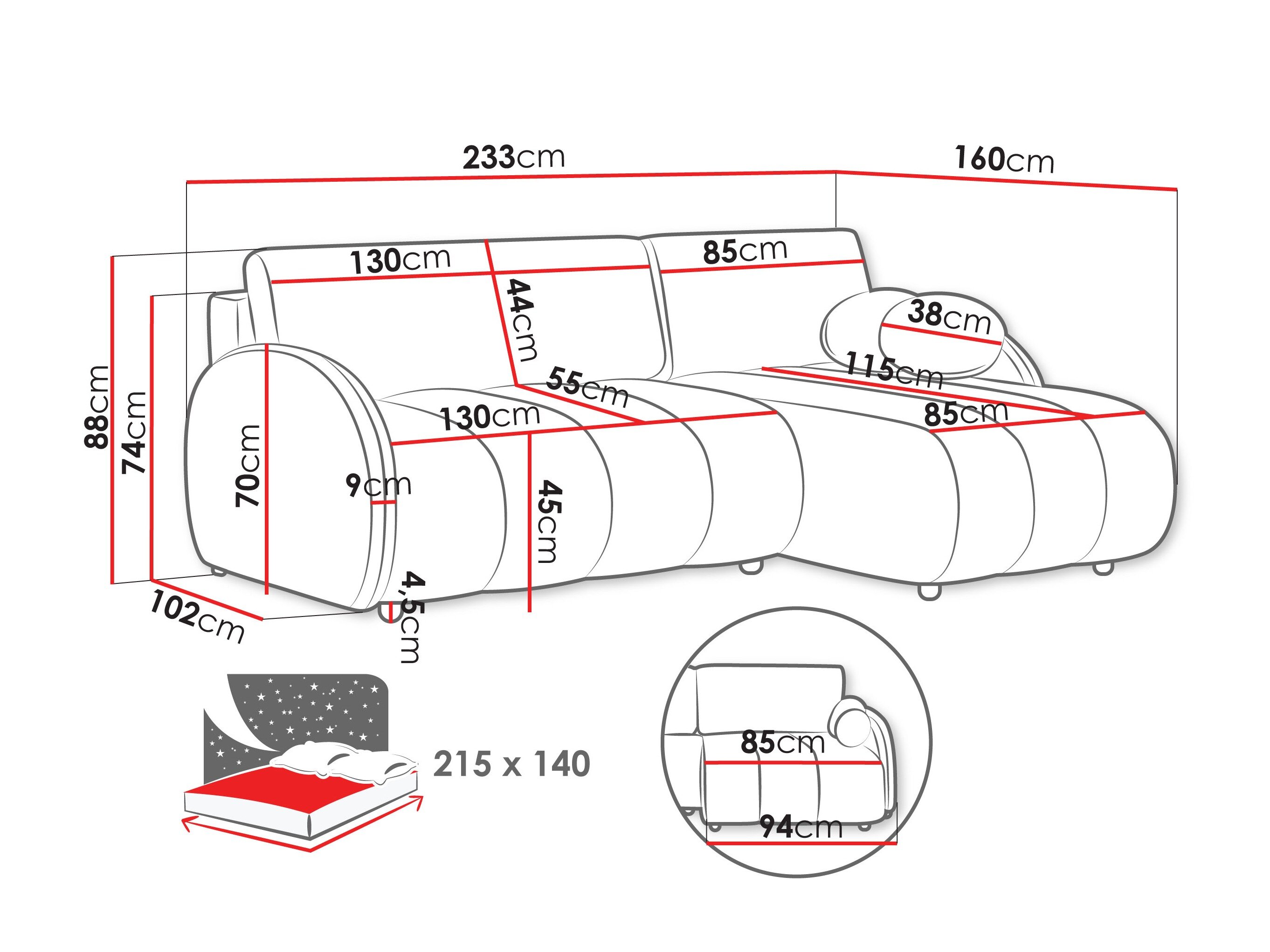Hjørnesofa Columbus 247 (Sereno 689)