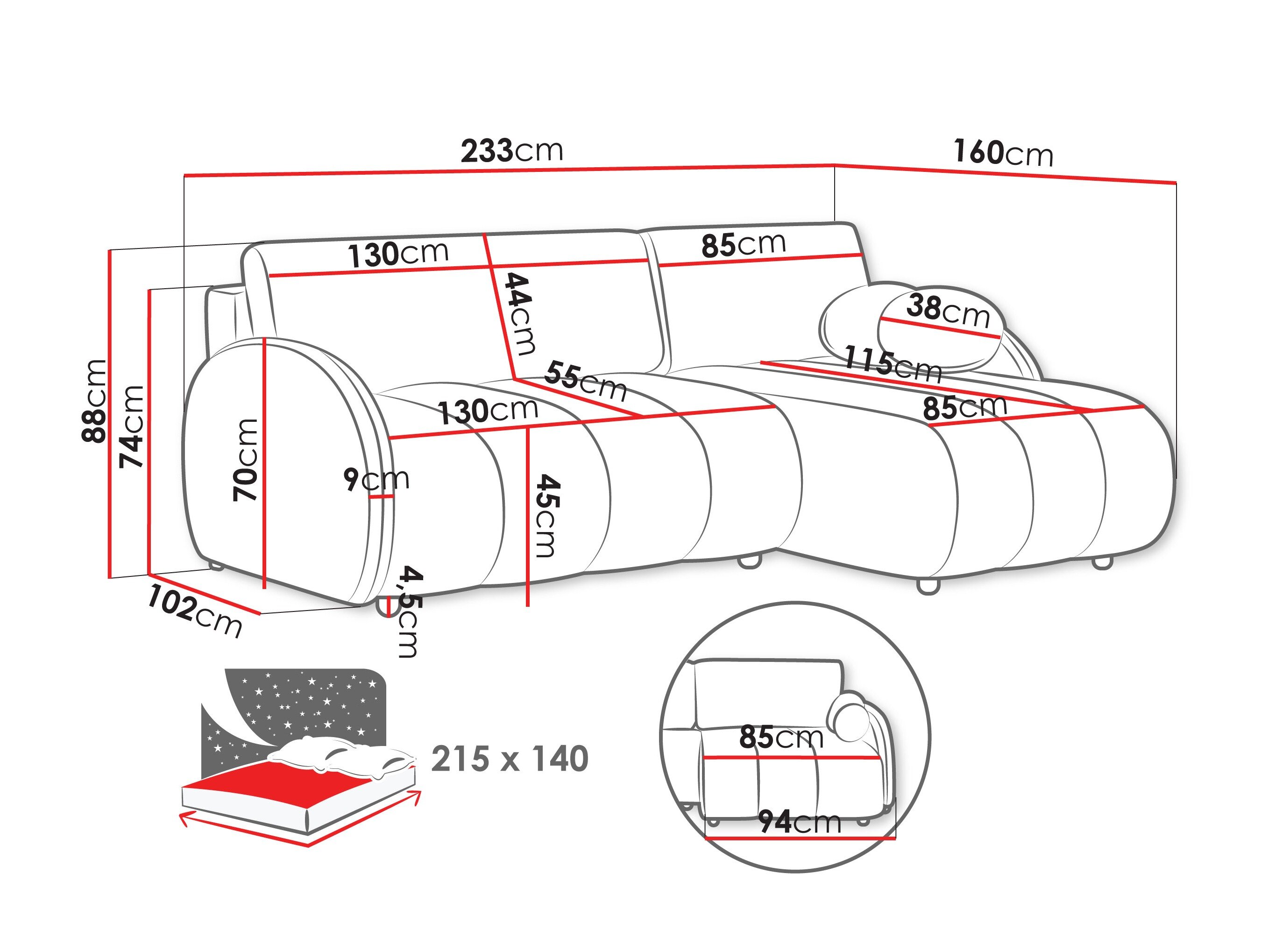 Hjørnesofa Columbus 247 (Sereno 692)