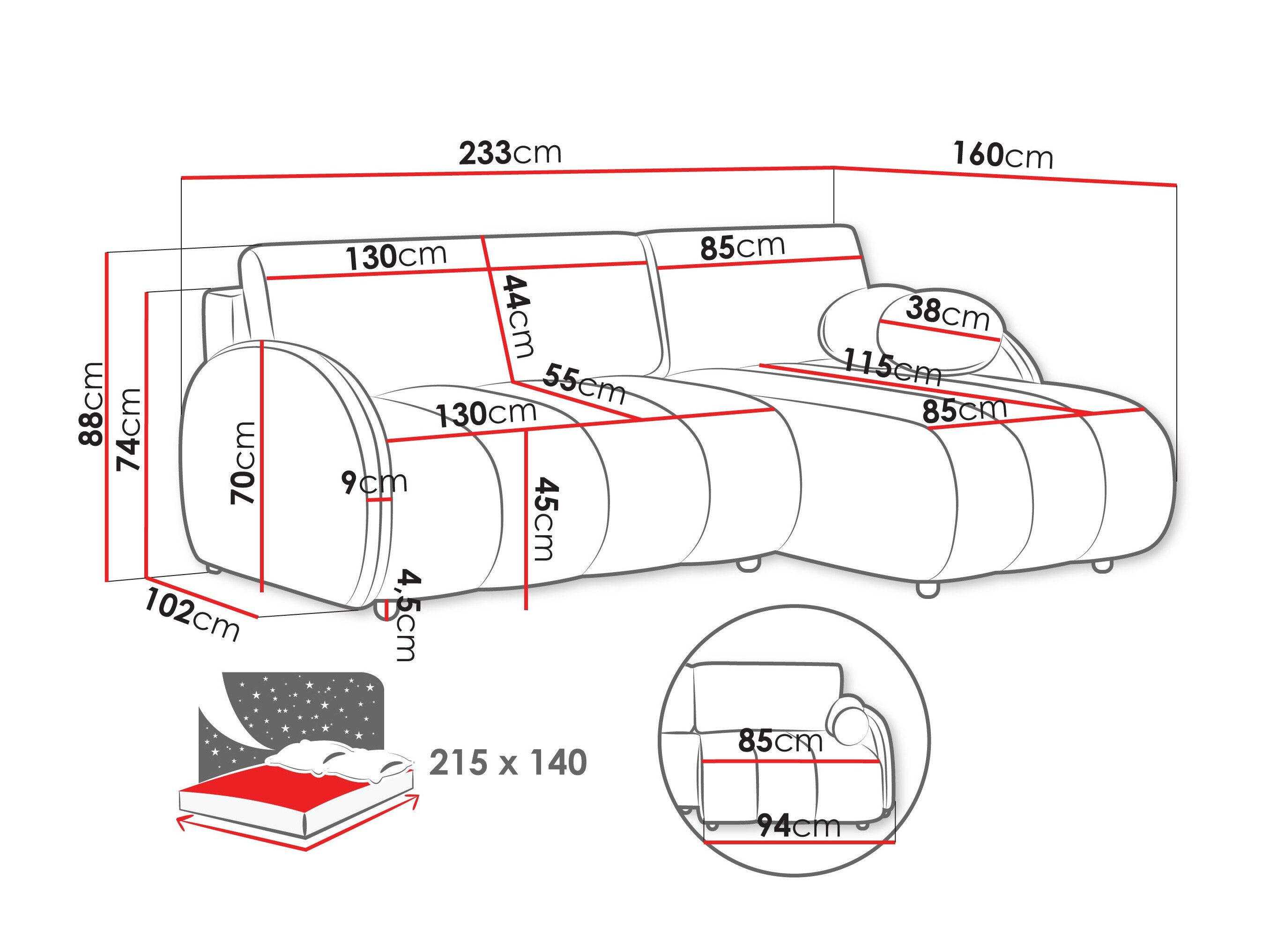 Hjørnesofa Columbus 247 (Sereno 695)