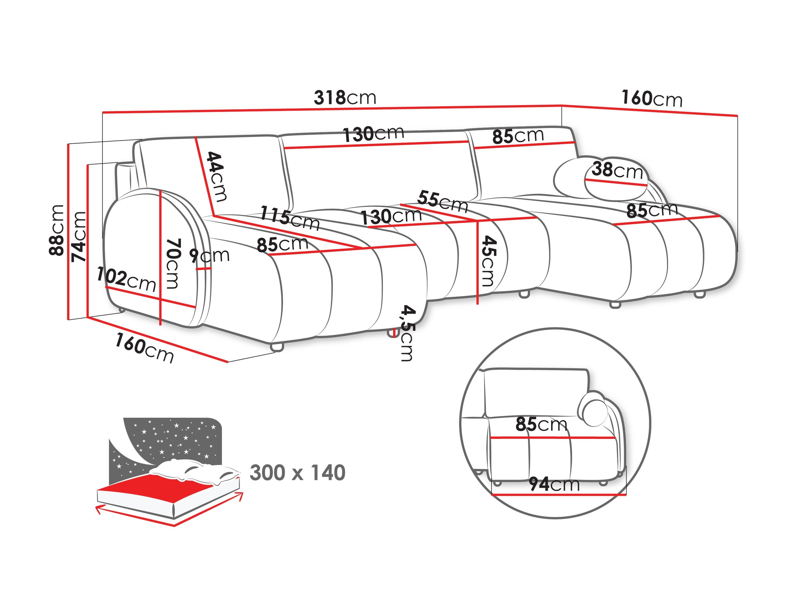 Hjørnesofa Columbus 248 (Sereno 684)